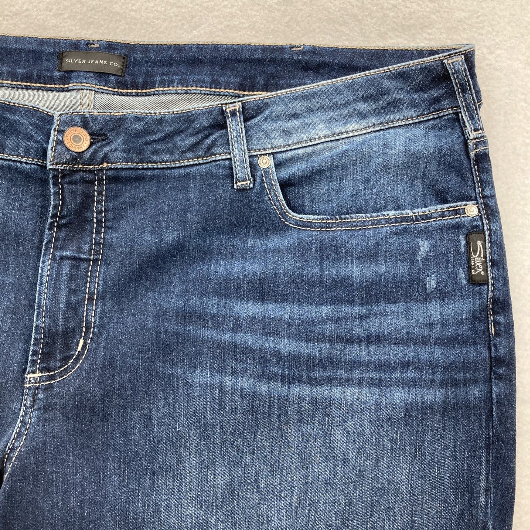 Silver Jeans Co. Silver Jeans Womens Plus 24 Boyfriend Blue Indigo Stretch Denim Grunge Western Jeans Size 42" / US 20 - 4 Thumbnail