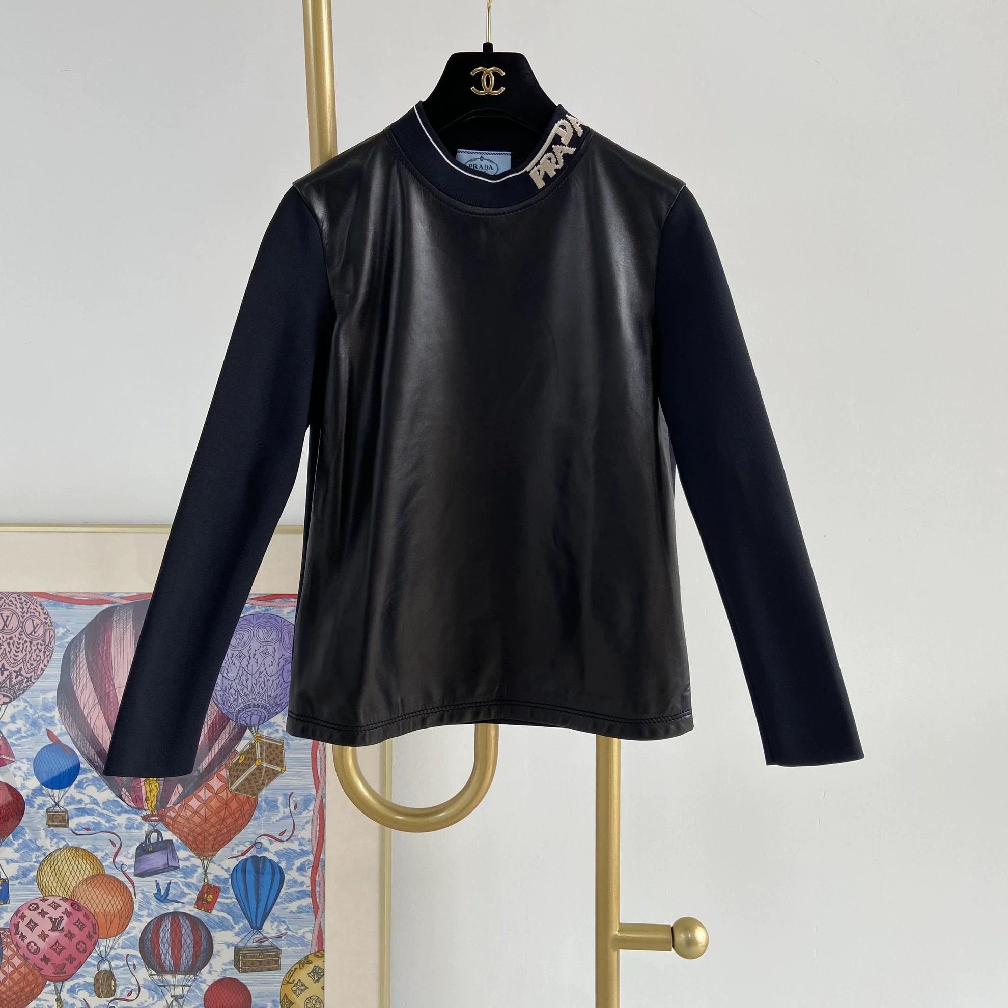 Prada Prada Leather Panel Crewneck Top Women's 36 Size XS / US 0-2 / IT 36-38 - 1 Thumbnail