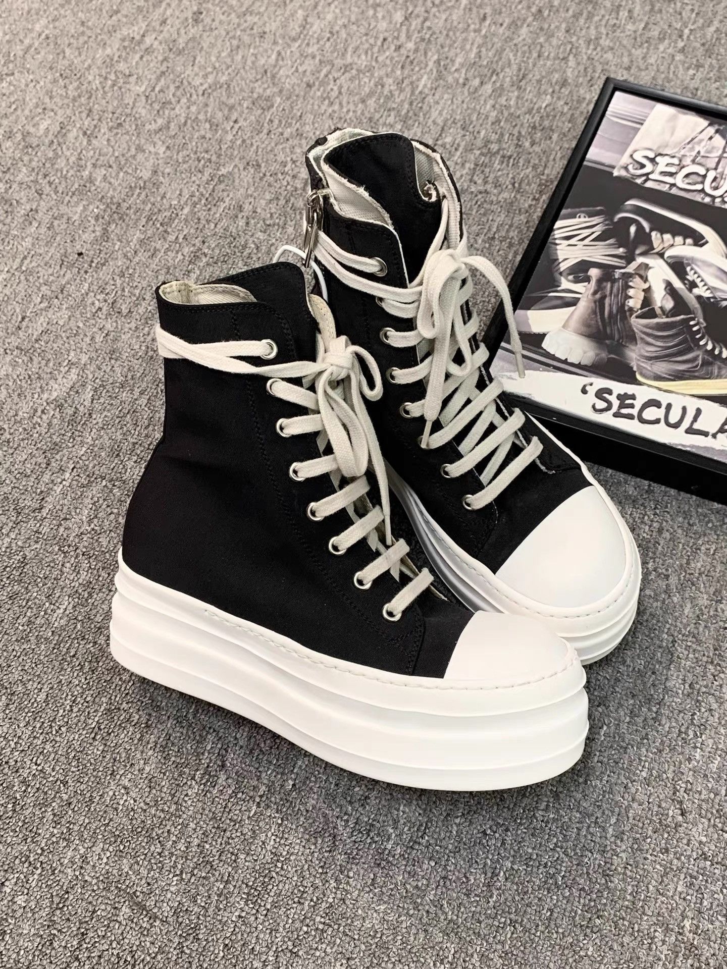 Rick Owens Rick Owens DRKSHDW Double-Layer Sole High-Top Sneakers K34 Size US 6 / IT 36 - 1 Thumbnail