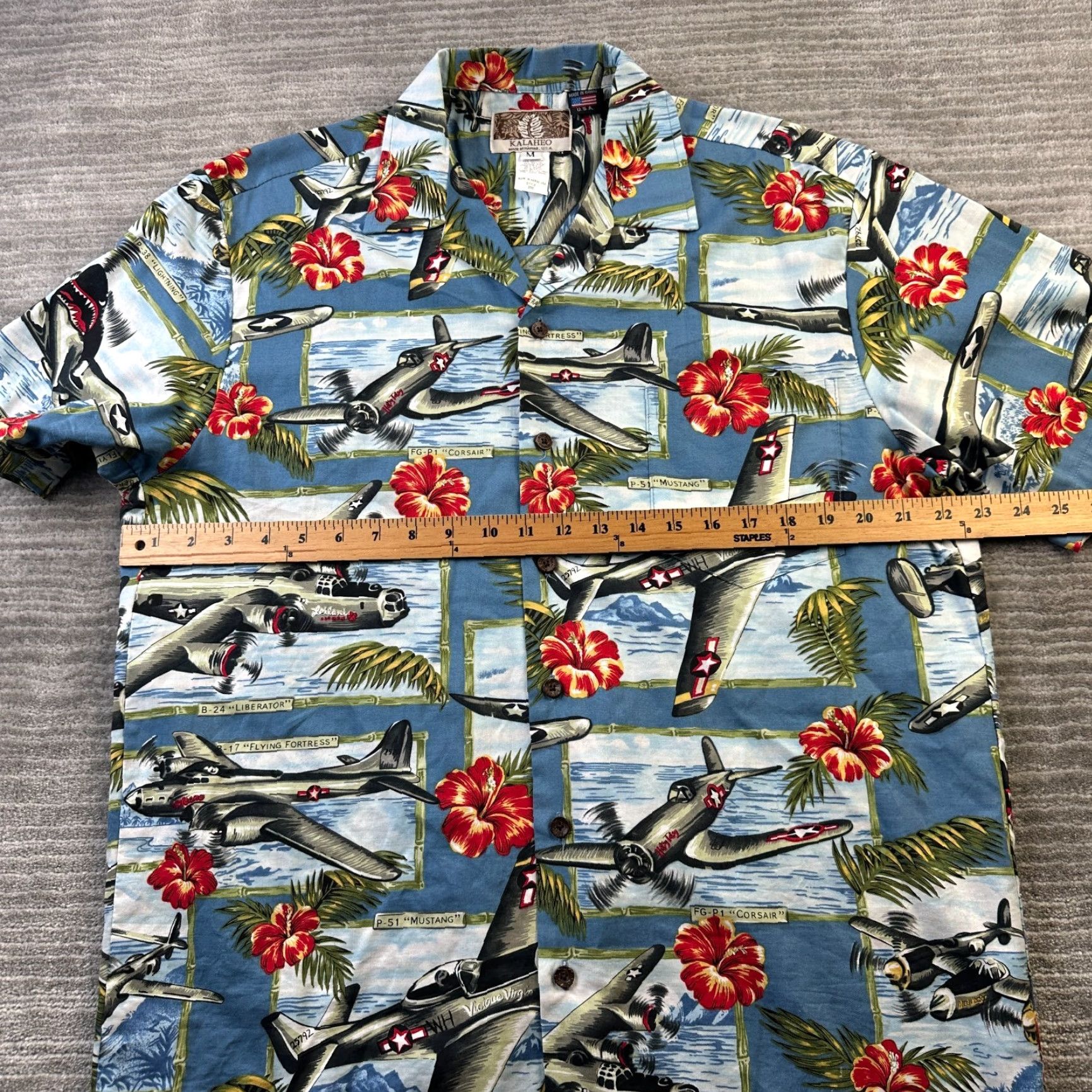 Vintage Kalaheo Shirt Mens Medium Hawaiian WWII Bomber Air Planes Print Fighter Jet Shirt Size US M / EU 48-50 / 2 - 7 Thumbnail