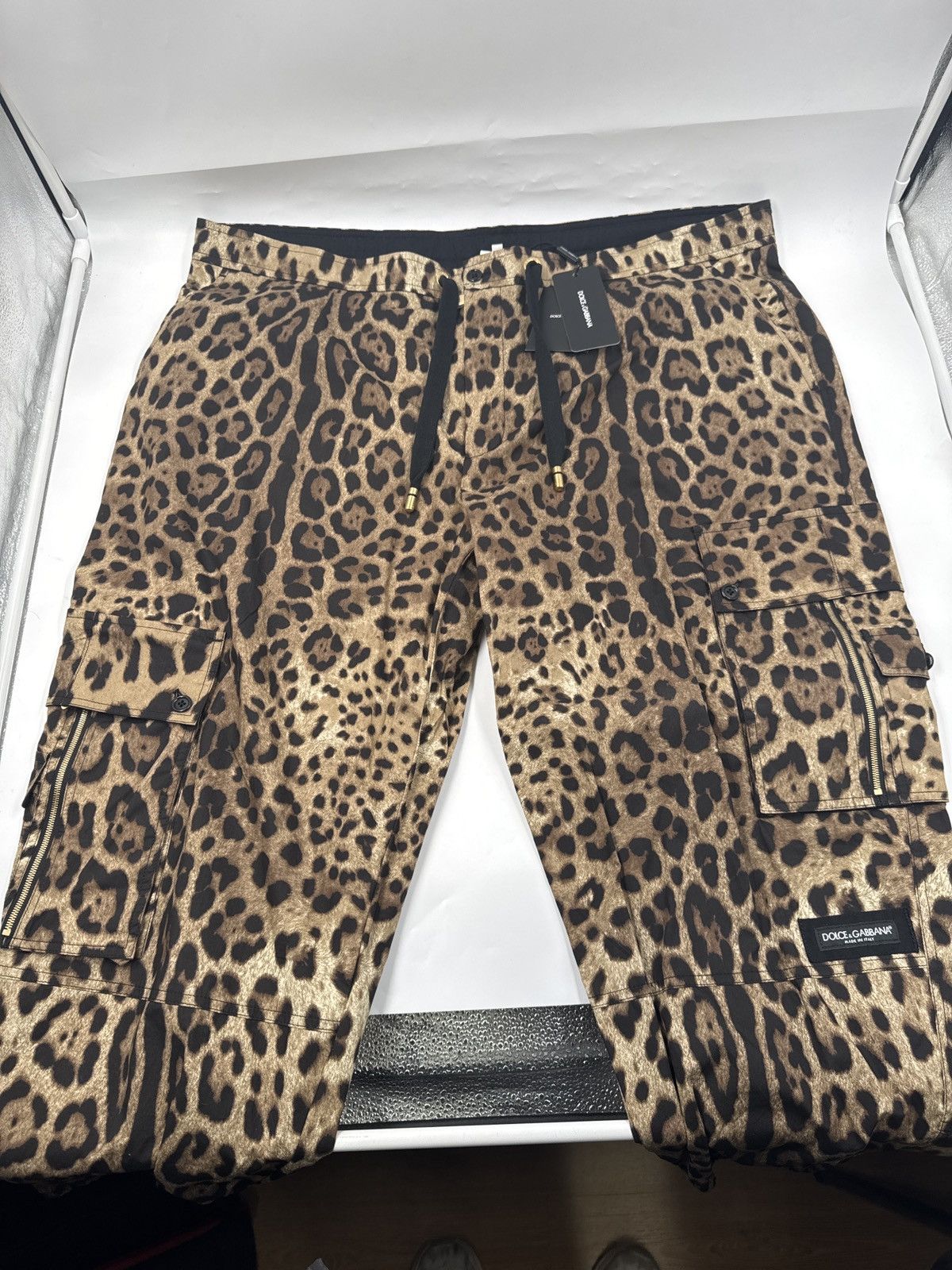 Dolce Gabbana Cargo-Style Leopard Print Jogger Pants