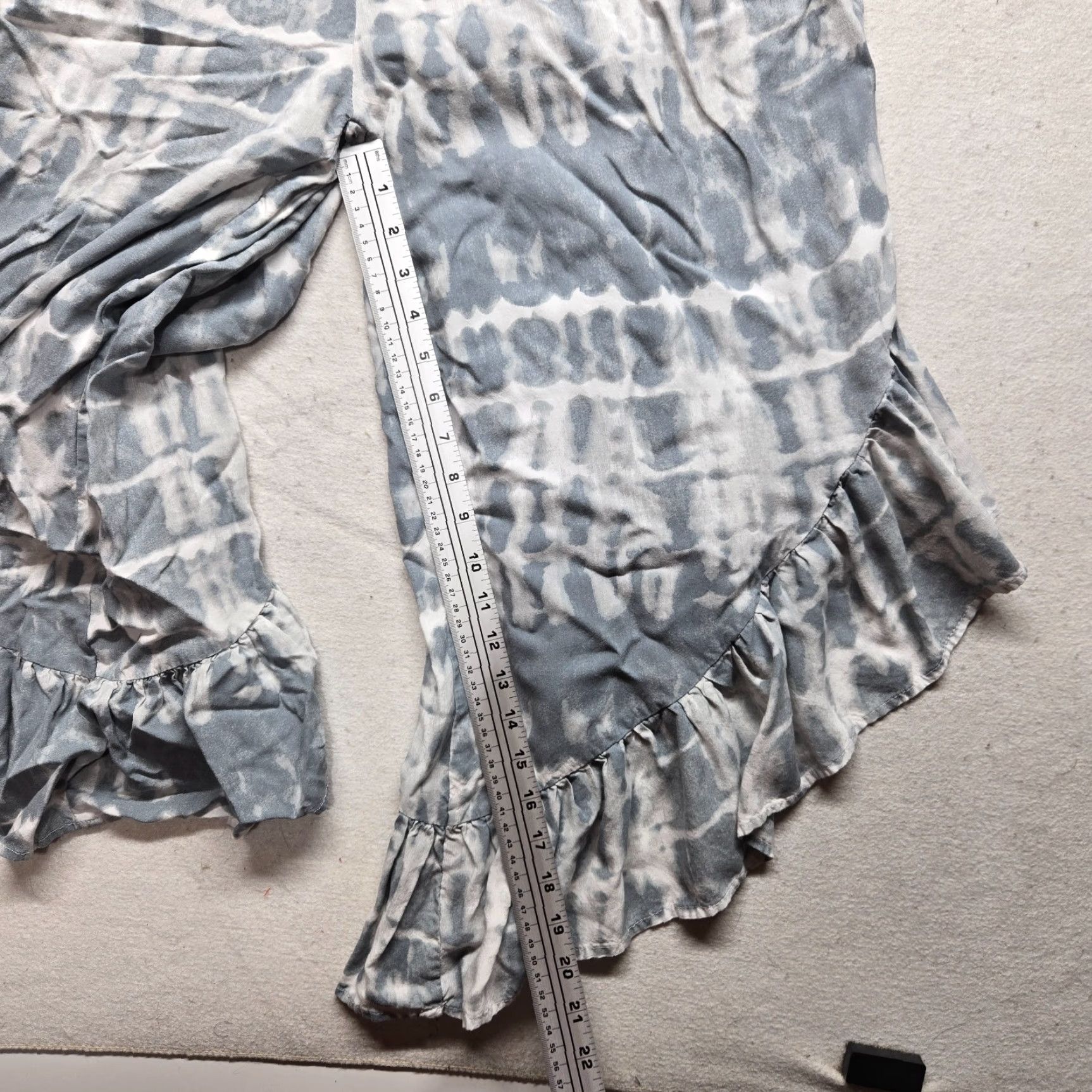 Vintage Japna Gray Tie Dye Ruffle Hem Jumpsuit Women's L Large Size 36" / US 14 / IT 50 - 7 Thumbnail