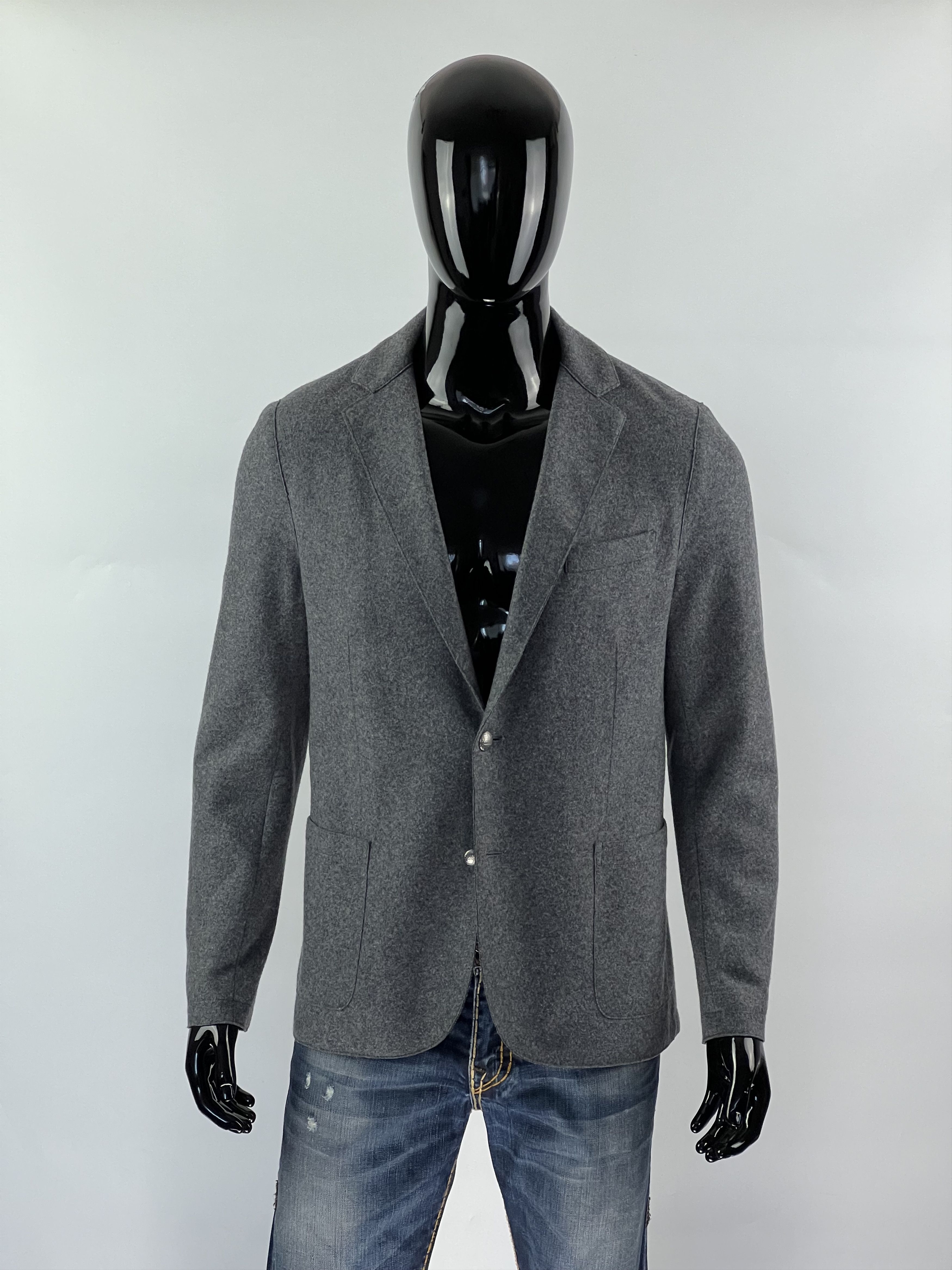 Eleventy Eleventy Men's Gray Wool Blazer Size 52 M/L Suede Details Size 52R - 2 Thumbnail