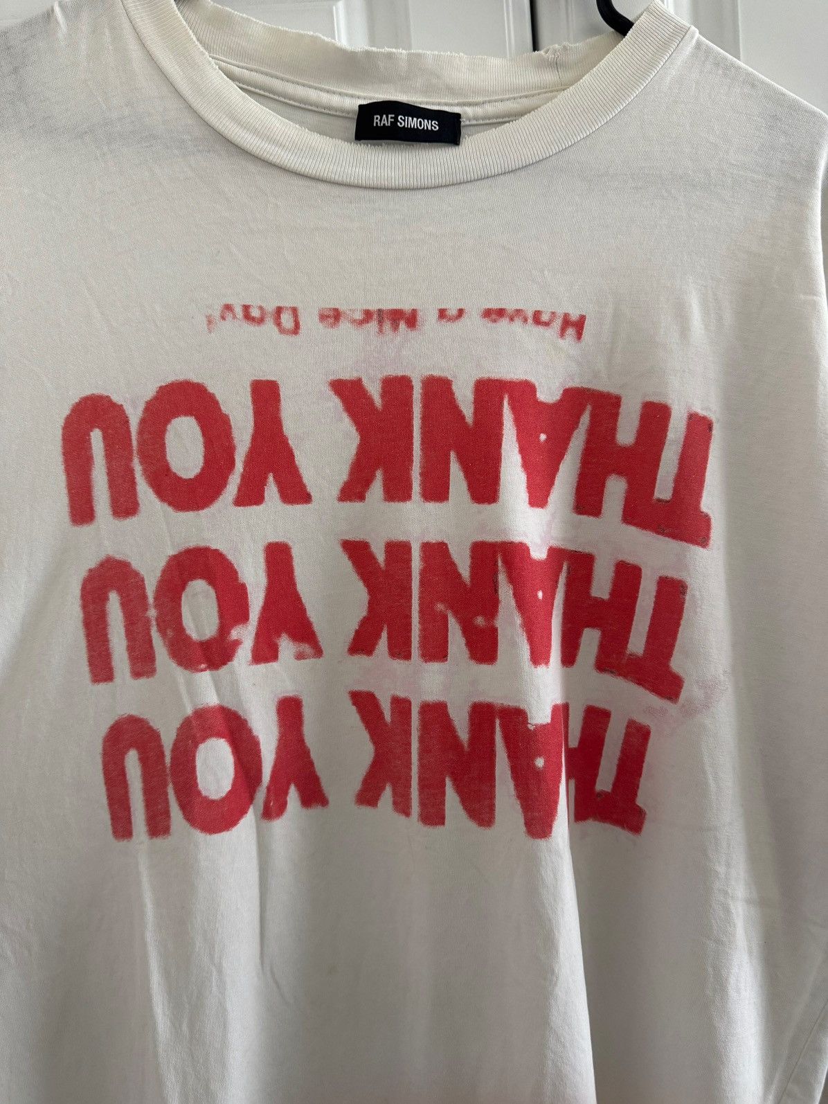 Raf Simons RAF Simmons 17SS THANK YOU shirt white/red *rare* Size US XL / EU 56 / 4 - 2 Thumbnail