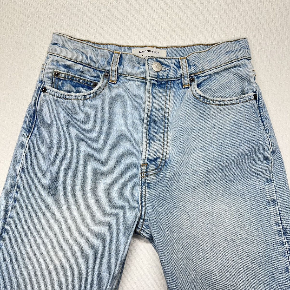 Reformation Reformation Jeans Cynthia High Rise Straight Patch Tahoe Size 25" / US 0 / IT 36 - 4 Thumbnail