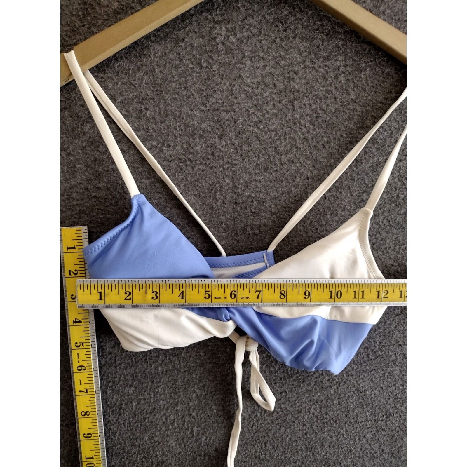 Vintage Shade & Shore Bikini Top Shirt Women L Blue White Strap Twist Padded 12-14 90s Angel theme Size L / US 10 / IT 46 - 4 Thumbnail