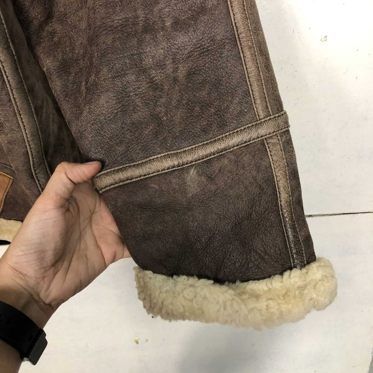 Japanese Brand 🔥VINTAGE LEATHER JACKET B 3 SHEARLING BASE AMERICAN BIKER Size US S / EU 44-46 / 1 - 18 Thumbnail