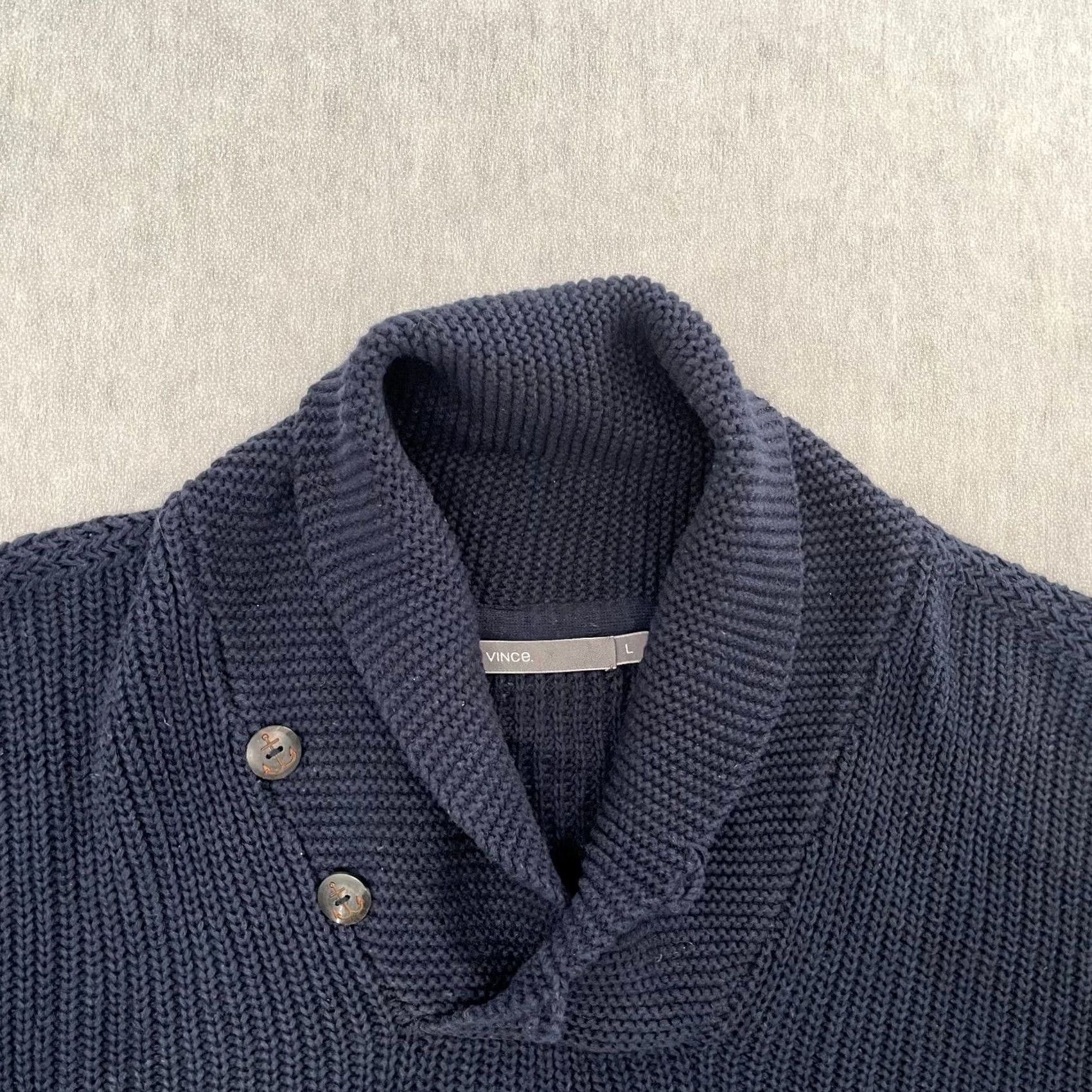Vince Vince Sweater Adult Large Blue Linen Cotton Shawl Collar Pullover Knit Mens L Size US L / EU 52-54 / 3 - 2 Thumbnail