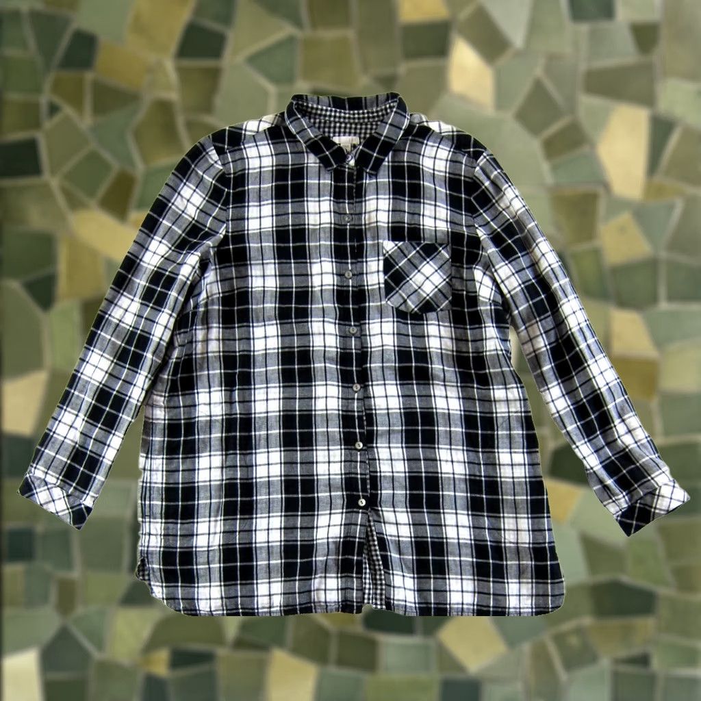 J. Jill J. Jill Blouse Shirt XL 100% Cotton Black Plaid Pocket Collared Long Sleeve Women's Classic Ready-to-Wear Size XL / US 12-14 / IT 48-50 - 1 Thumbnail