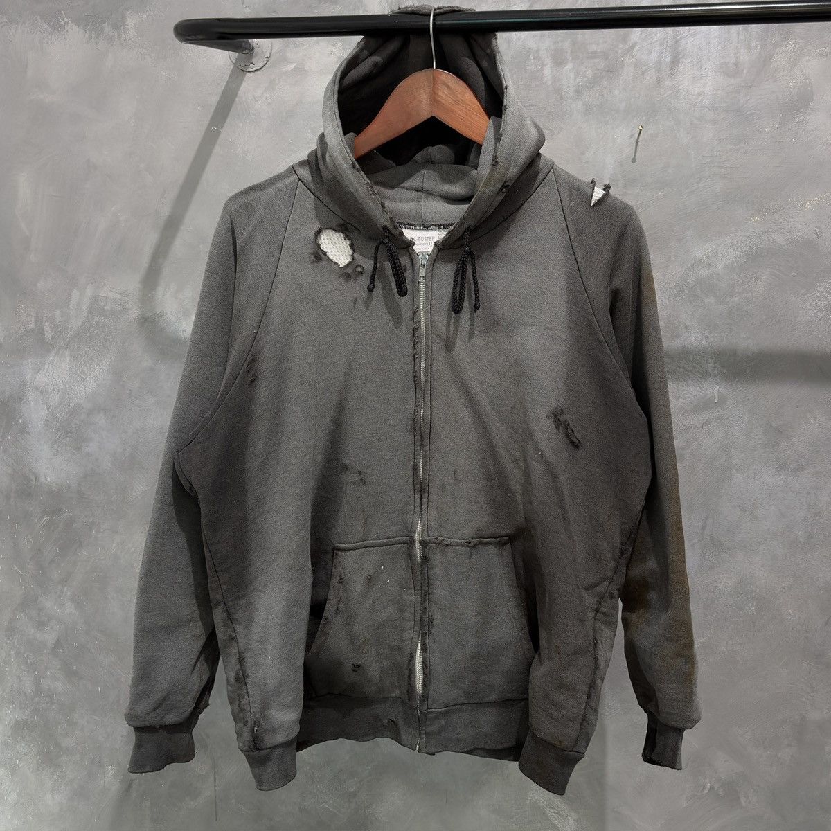 Rare Vintage 80s Thrashed Thermal Hoodie Satoshi Nakamoto