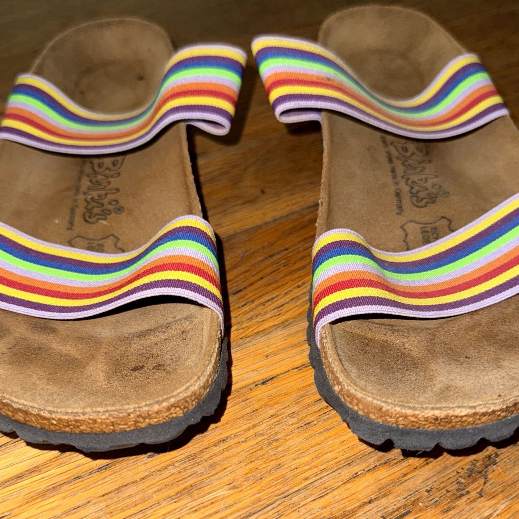 Birkenstock Birki’s Birkenstock Womens Sandal Curacao II Stretch Rainbow Slip On 7 Multicolor Striped Slip-On夏 Size US 7 / IT 37 - 5 Thumbnail