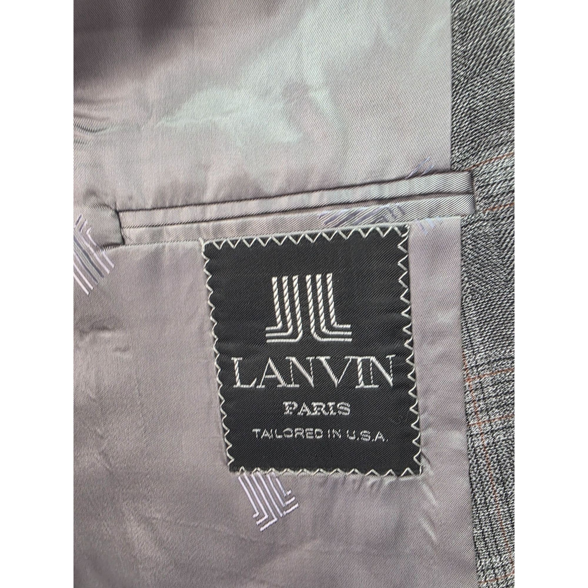 Lanvin Lanvin Paris 80s Glen Plaid Sport Coat 44L Grey Woo Size 44L - 5 Thumbnail