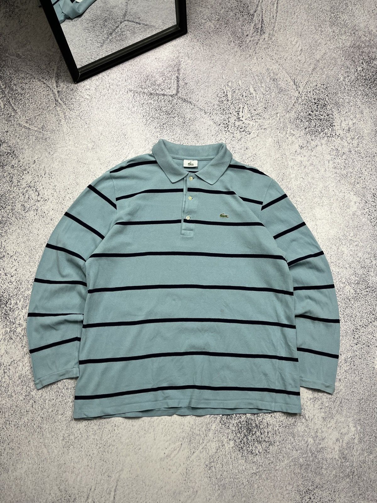 Lacoste × Vintage Vintage Lacoste Blue Rugby Long Sleeve Striped 90s Mini Logo Size US L / EU 52-54 / 3 - 1 Thumbnail