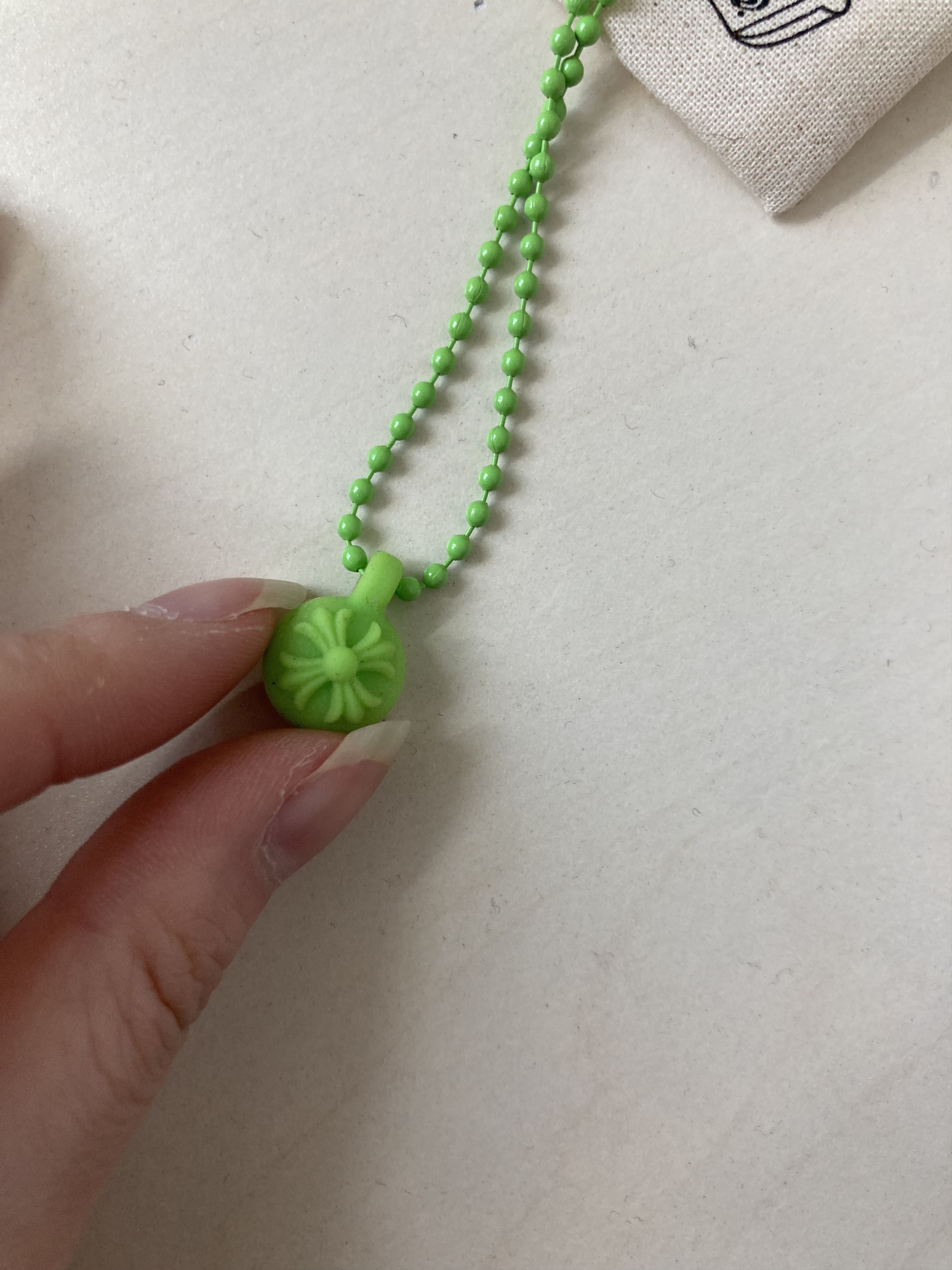 Chrome Hearts Chrome Hearts Resin Cross Pendant Ball Chain Green Necklace Size ONE SIZE - 4 Thumbnail