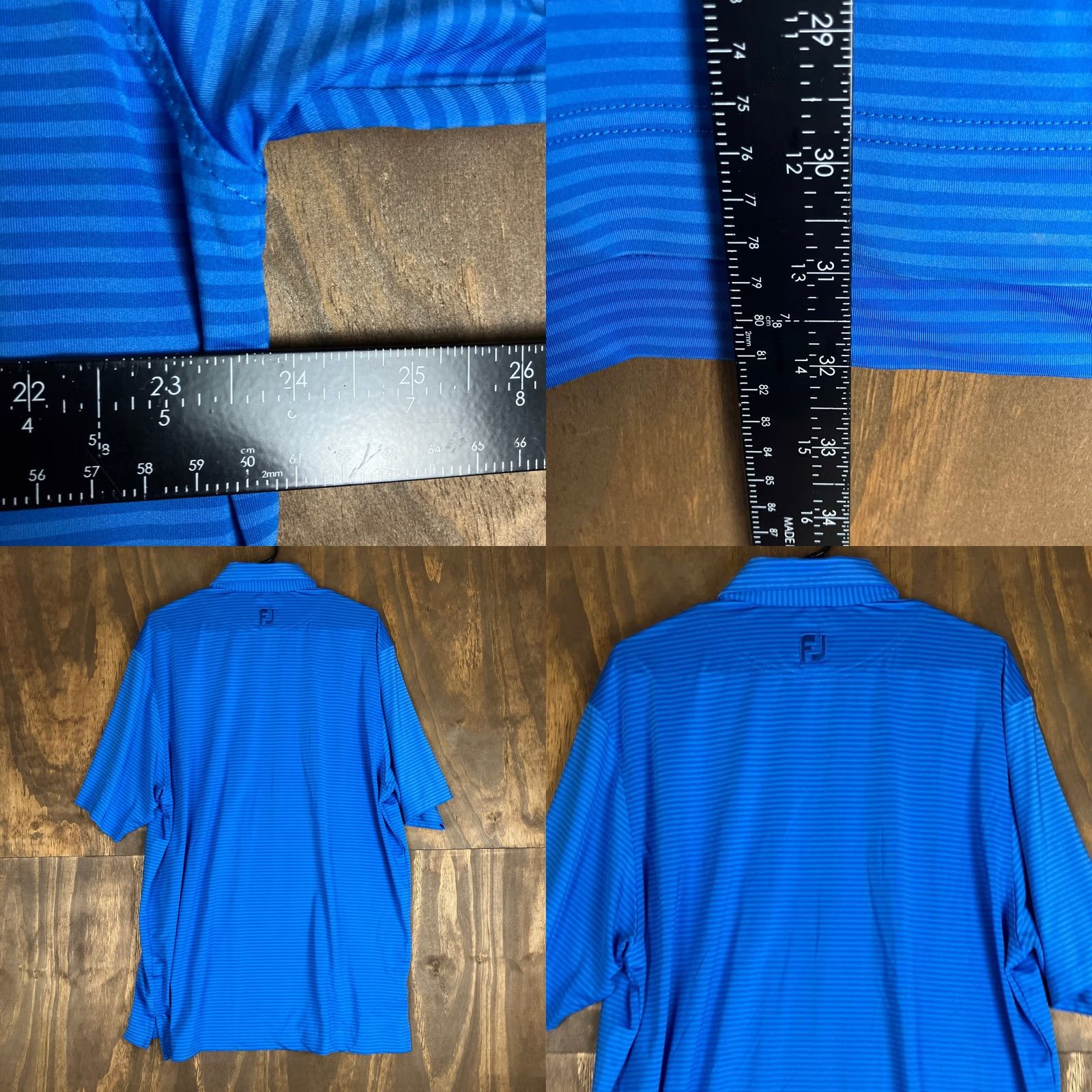 Footjoy FootJoy Mens Shirt Polo Striped Short Sleeve Button-Down Collared Athletic Breathable Quick Dry L Blue Size US L / EU 52-54 / 3 - 8 Thumbnail
