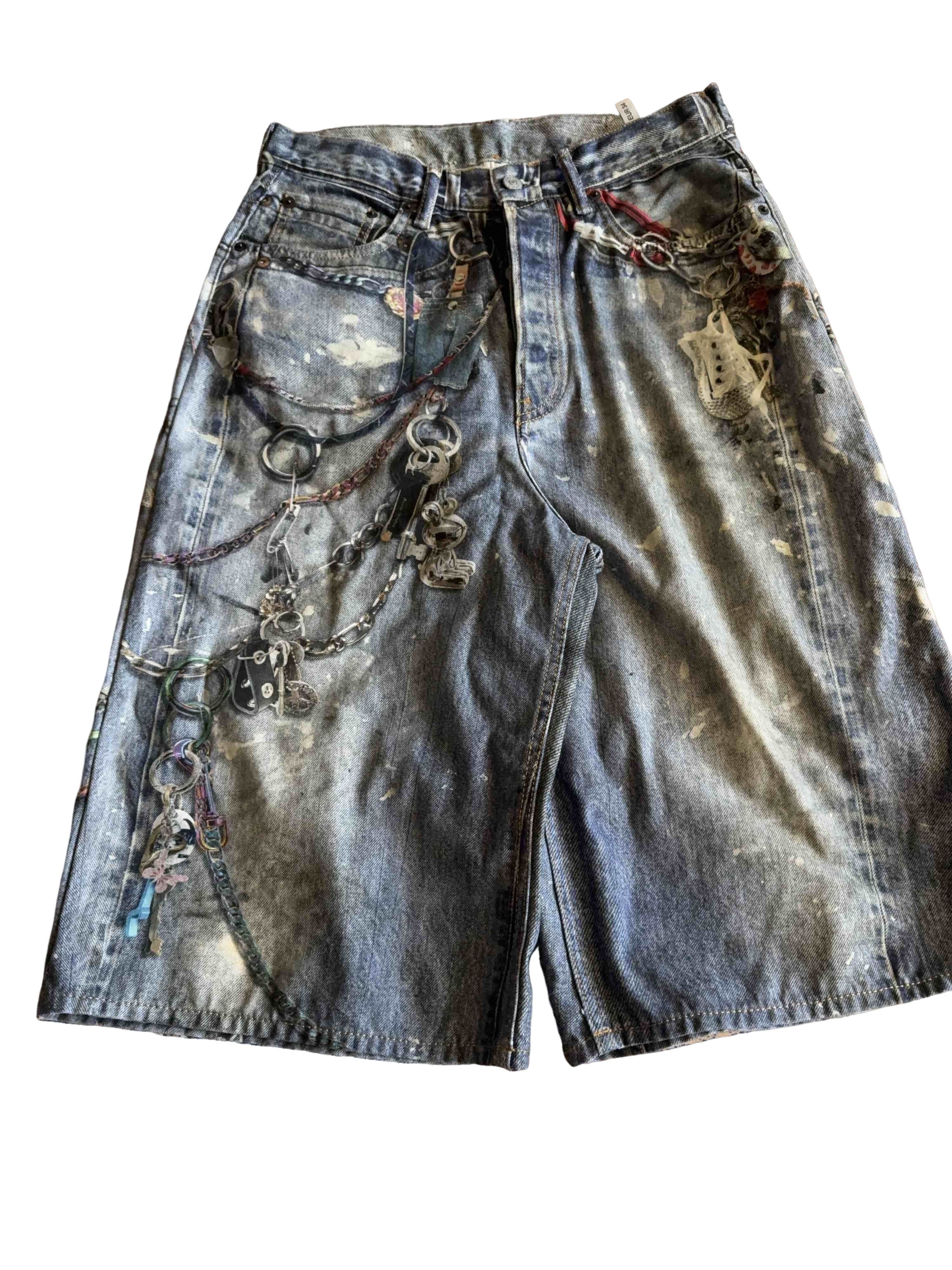 Acne Studios Acne Studios Trompe L'oeil Print Denim Shorts EUR 34 Size 25" / US 0 / IT 36 - 1 Thumbnail