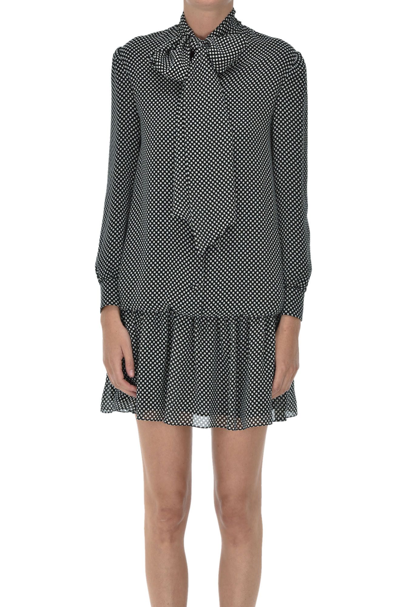 Celine o1y0725 Silk Midi Dress in Black/White Size M / US 6-8 / IT 42-44 - 1 Preview