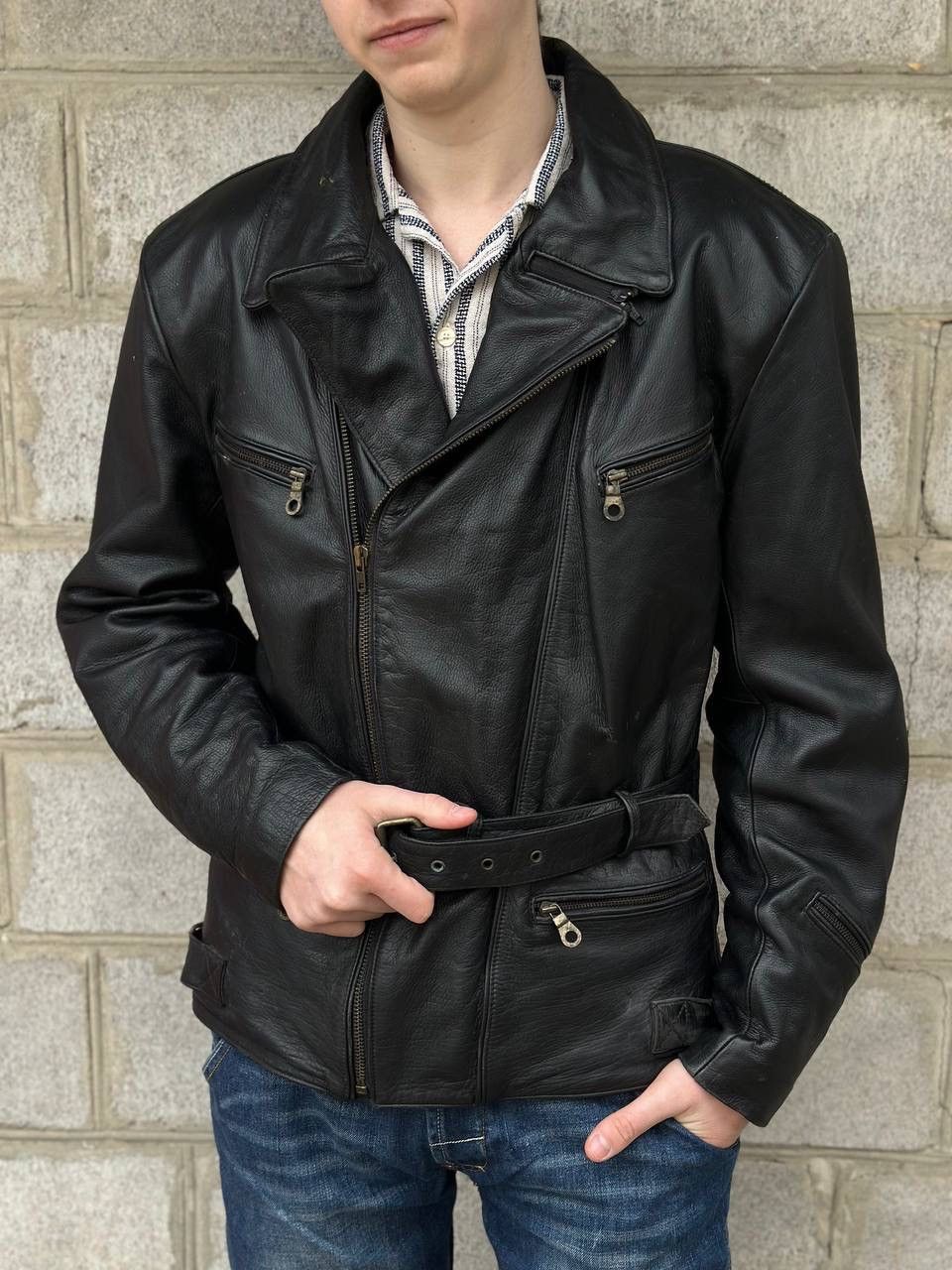 Cowboy Equipment VTG 90s Western Leather Moto Jacket Size L Sanmaru Y2K USA Size US L / EU 52-54 / 3 - 11 Thumbnail