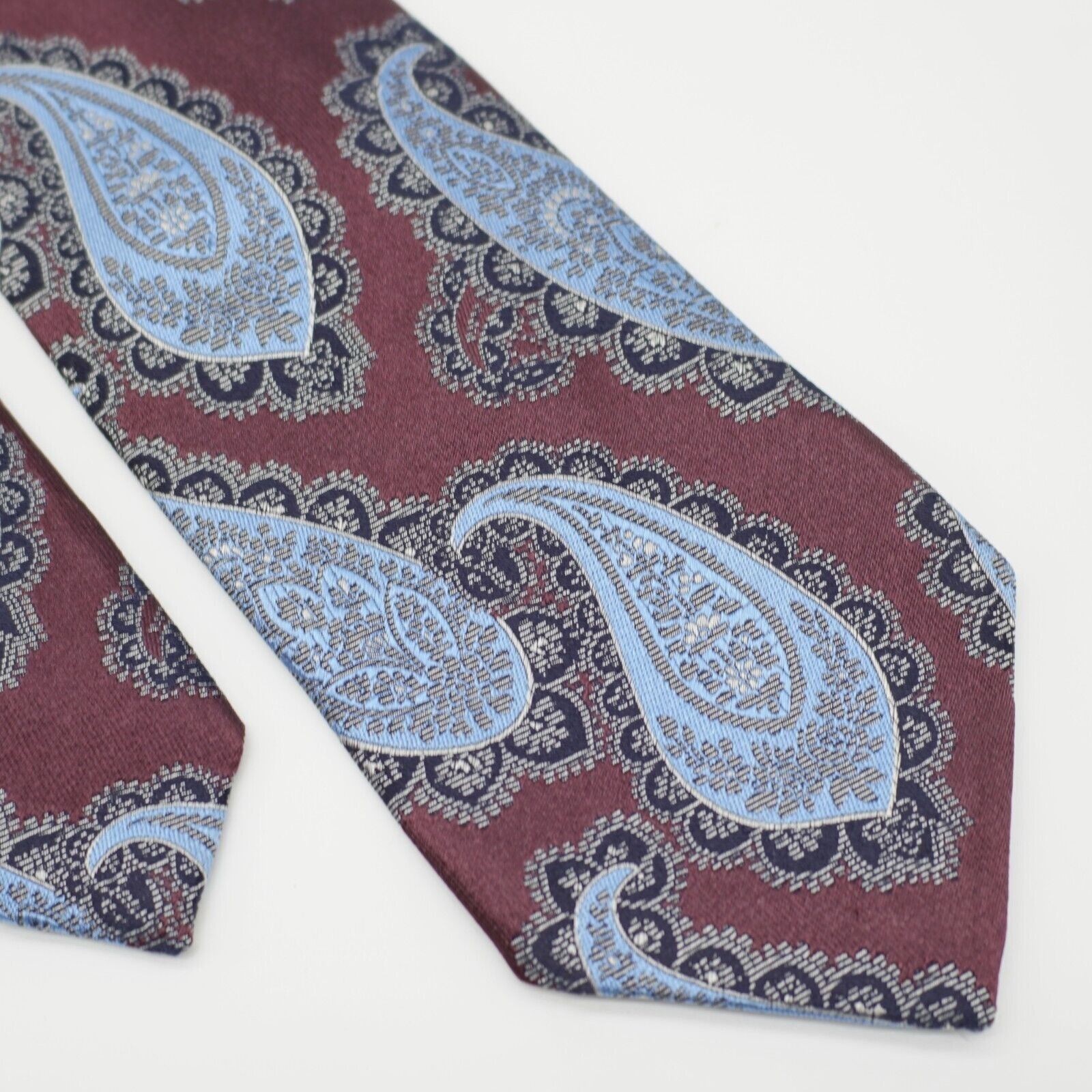 Ermenegildo Zegna Ermenegildo Zegna Maroon Red Light Blue Woven Paisley Silk T Size ONE SIZE - 1 Thumbnail