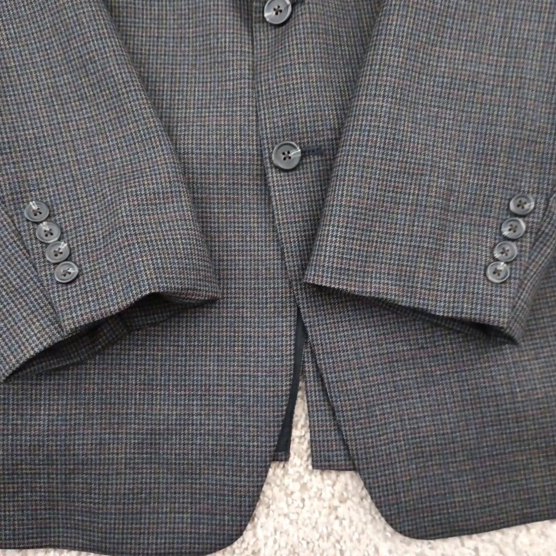 Ralph Lauren Lauren Ralph Lauren Blazer Mens 46 Gray Plaid Wool Single-Breasted Two-Button Notch Lapel Vented 2 Piece Jacket Chest 46 Regular Wool Blazer Mens Mens Size 46R - 4 Thumbnail