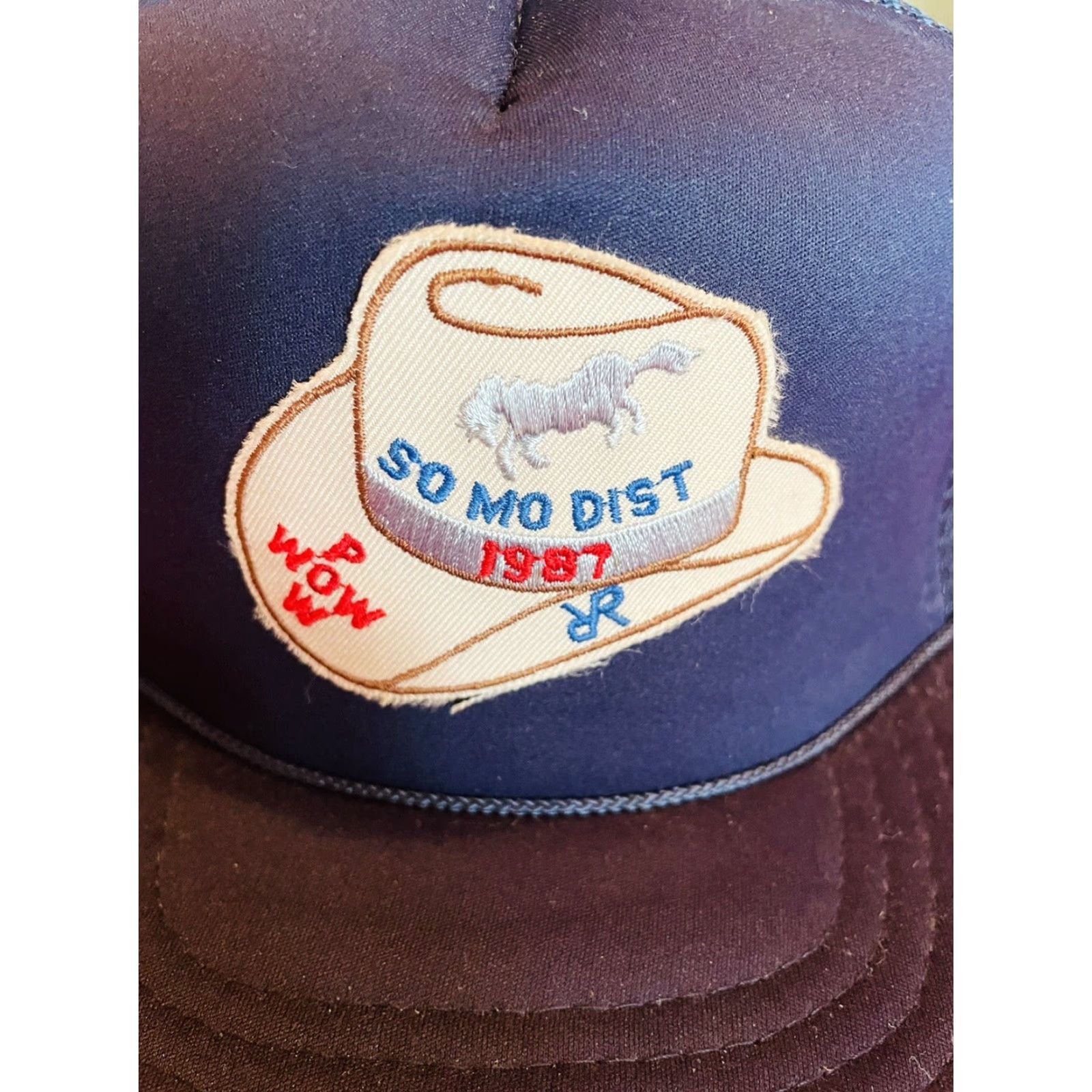 Vintage VINTAGE Men’s Blue SO MO Dist 1987 Pow Wow Baseball Hat Cap Adjustable Snapback Size ONE SIZE - 3 Thumbnail