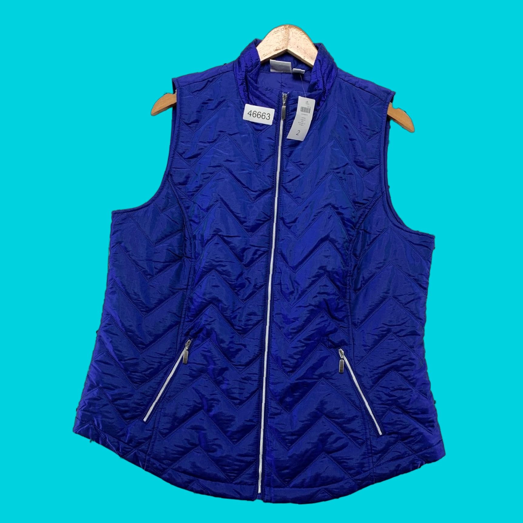 **VINTAGE NEW Weekend Chico's Women Sleeveless Blue Puffer Vest NWT** User: **NEW Weekend Chico's Women Sleeveless Blue Puffer Vest NWT**