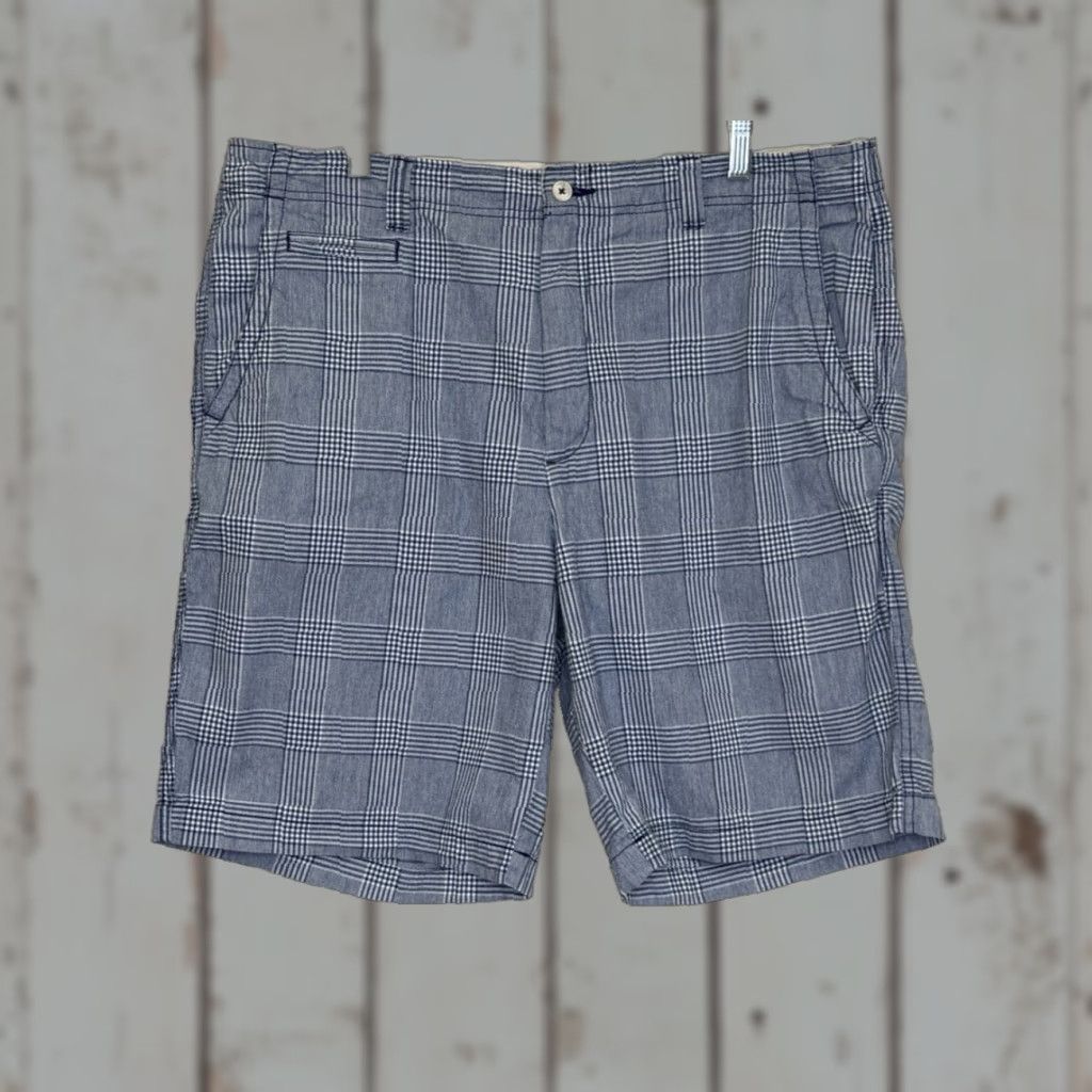 Cremieux Cremieux Chino Shorts Mens 38 Blue Plaid Flat Front 10” Inseam Cotton Coastal Beach Casual Travel Size US 38 / EU 54 - 1 Thumbnail