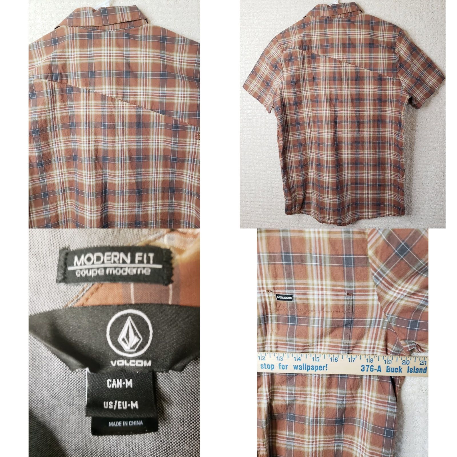 Volcom Volcom Short Sleeve Button Up Shirt Mens Medium Multicolor Plaid Modern Fit Cotton Size US M / EU 48-50 / 2 - 8 Thumbnail