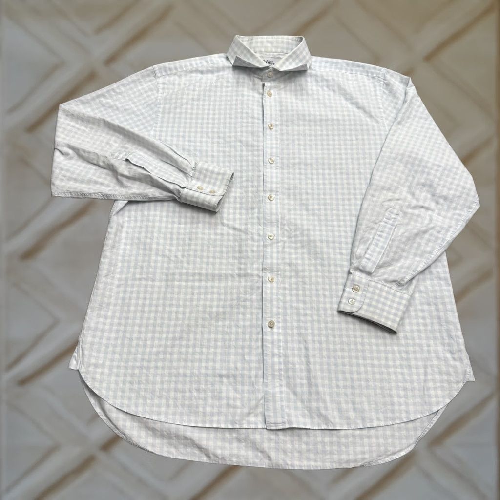 Charles Tyrwhitt Charles Tyrwhitt Classic Fit Gingham Dress Shirt Mens 17/35 Blue White Check Top Shirt Size US XL / EU 56 / 4 - 1 Thumbnail