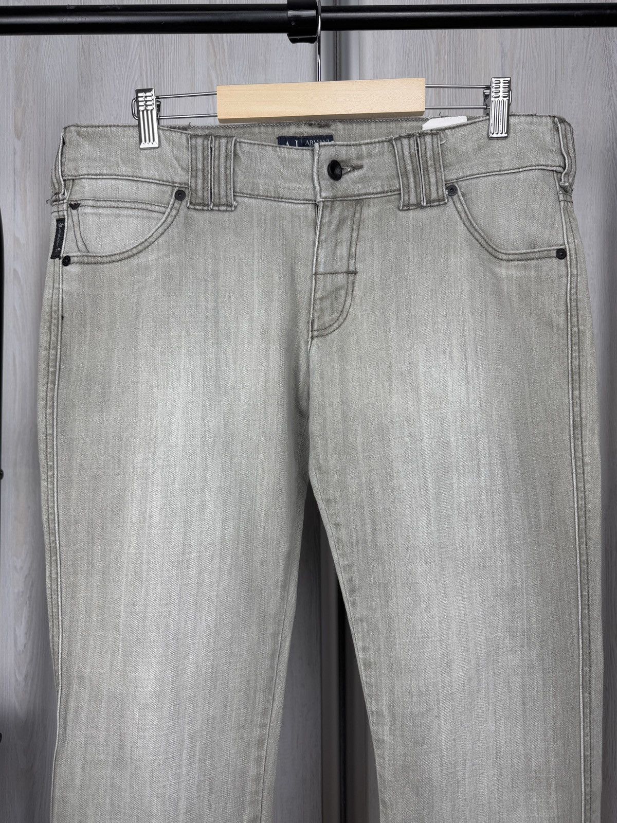 Armani Armani Jeans Vintage Baggy Backprint Flared Grey Denim Pants Size 34" / US 12 / IT 48 - 6 Thumbnail