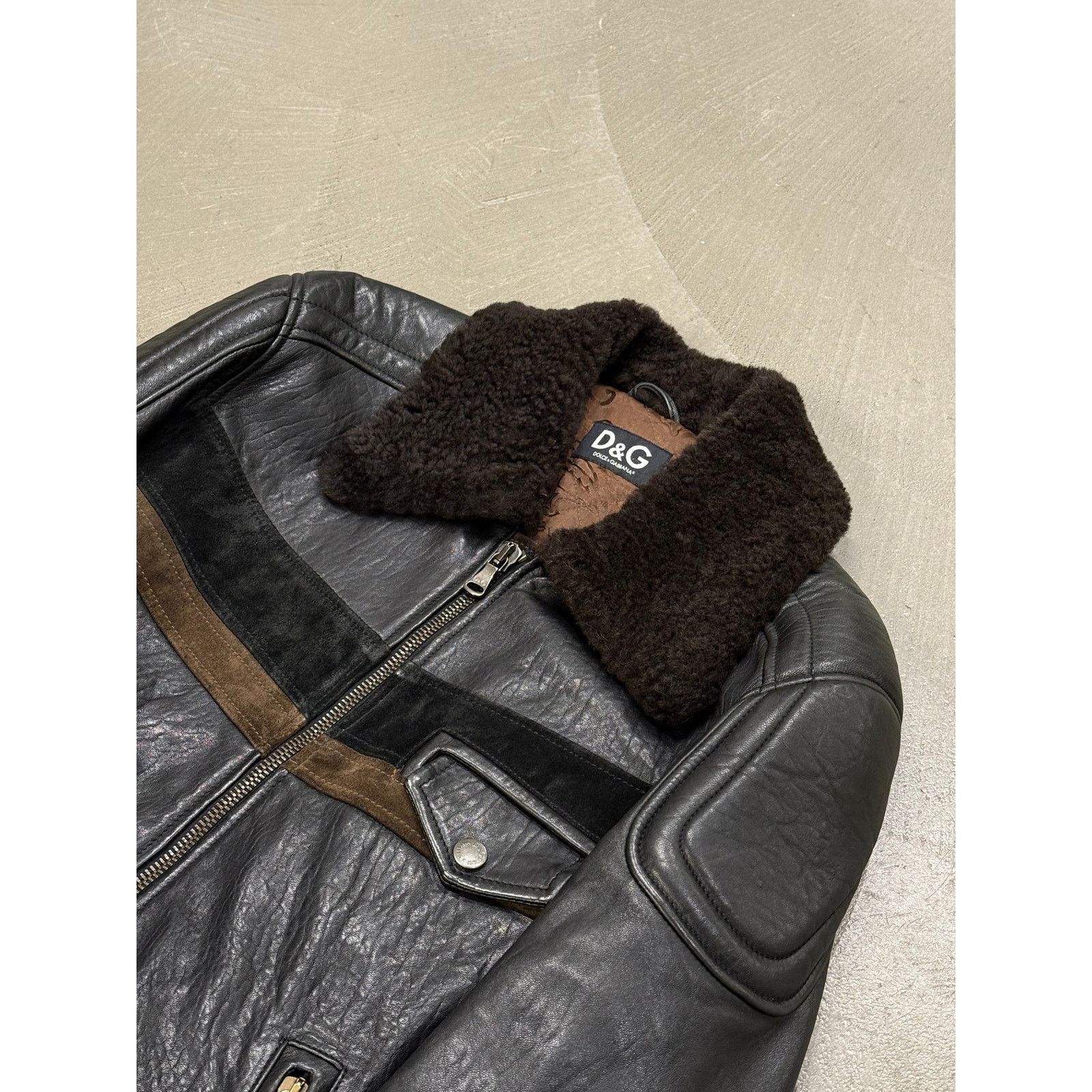 Dolce & Gabbana AW2005 Dolce & Gabbana shearling collar leather biker jacket Size US M / EU 48-50 / 2 - 4 Thumbnail