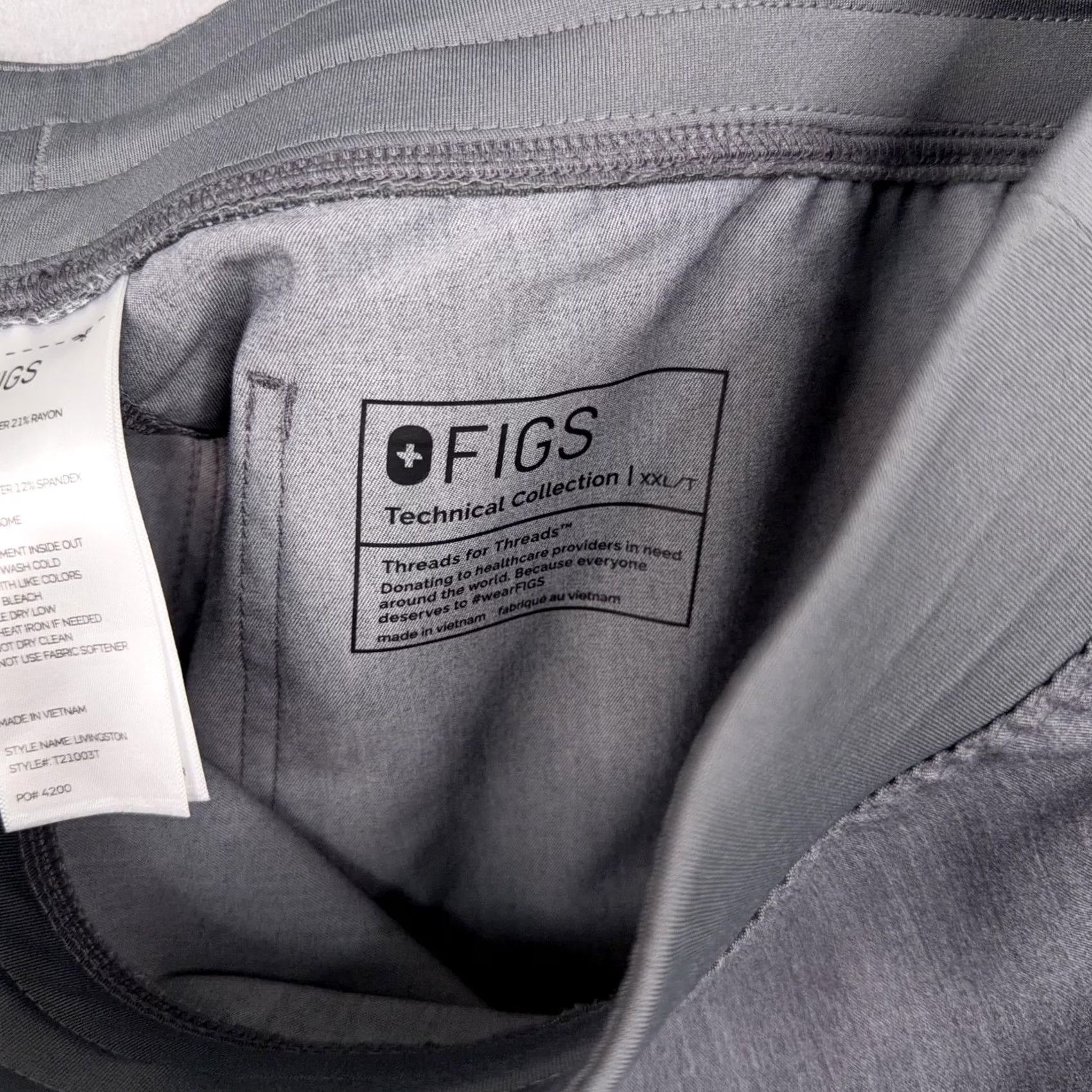 Vintage FIGS Livingston Scrub Pants Womens 2XL Tall Gray Technical Collection Drawstring Size 40" / US 18 - 5 Thumbnail
