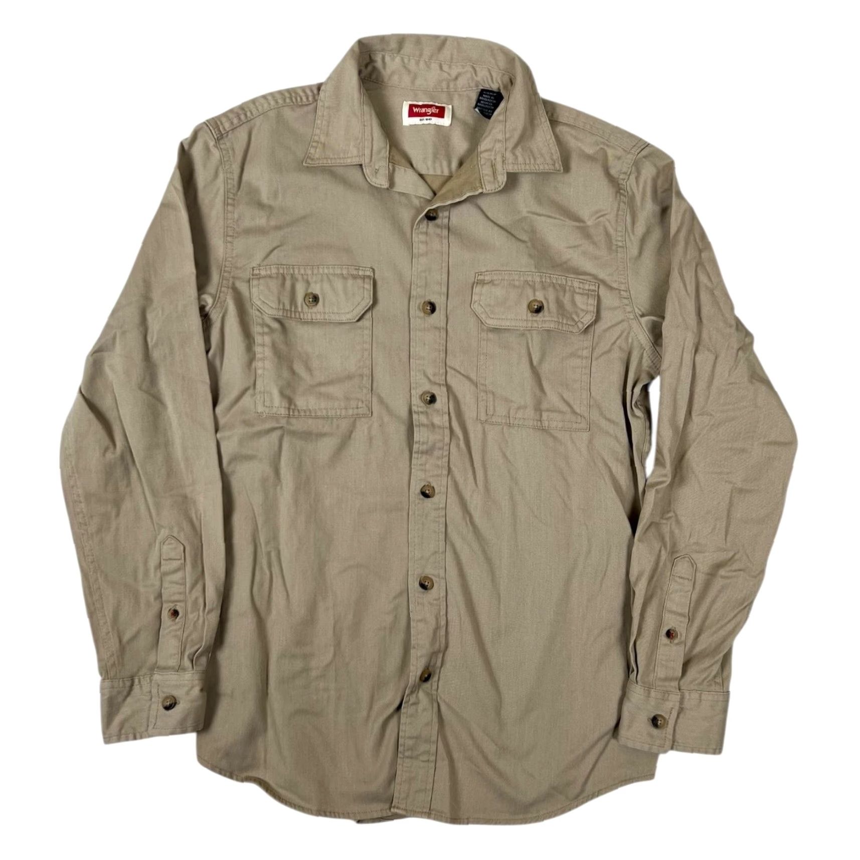 Wrangler Wrangler Shirt Mens Small Beige Twill Long Sleeve Button Front Casual Workwear Size US S / EU 44-46 / 1 - 2 Thumbnail