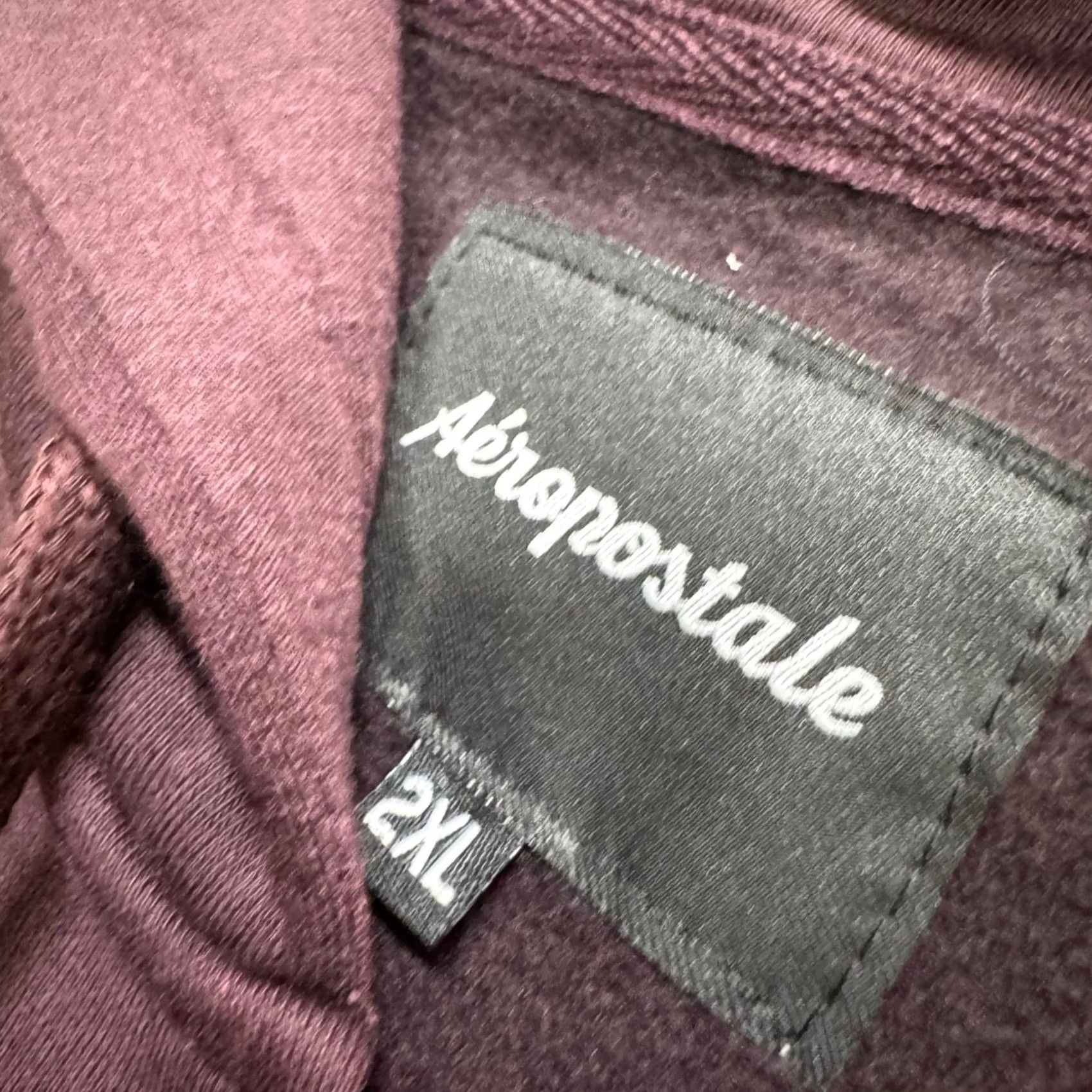 Aeropostale Y2K Aeropostale Full-zip Jacket Men 2XL Maroon Black Hooded Embroidered Cotton Blend Distressed Size US XXL / EU 58 / 5 - 3 Thumbnail