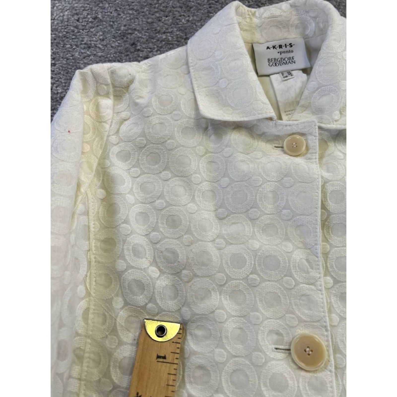 Akris Akris Jacket Womens 3 Ivory Cotton Size XS / US 0-2 / IT 36-38 - 5 Thumbnail