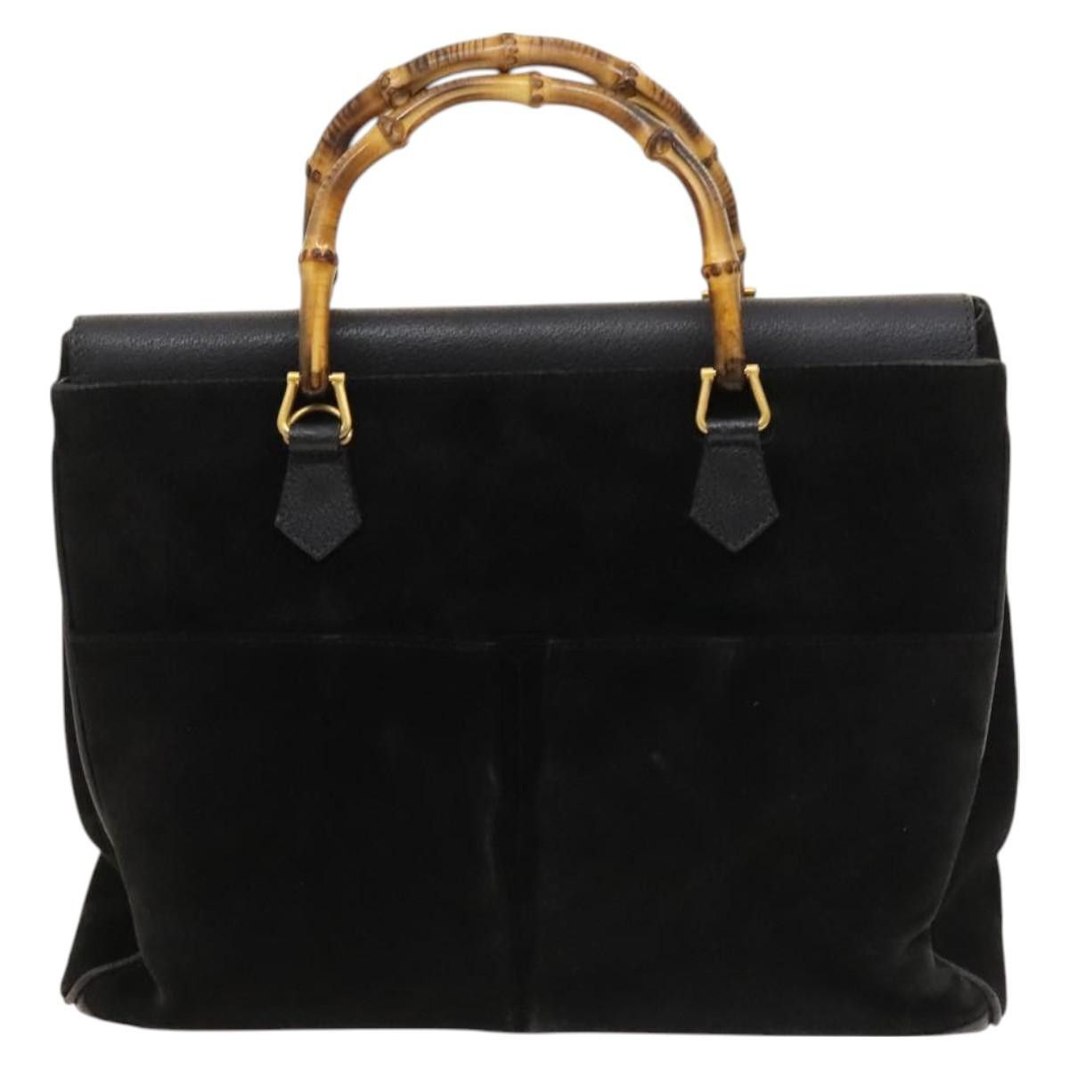 Gucci GUCCI Bamboo Hand Bag Suede Black Gold 002 123 002 123 Size ONE SIZE - 2 Thumbnail