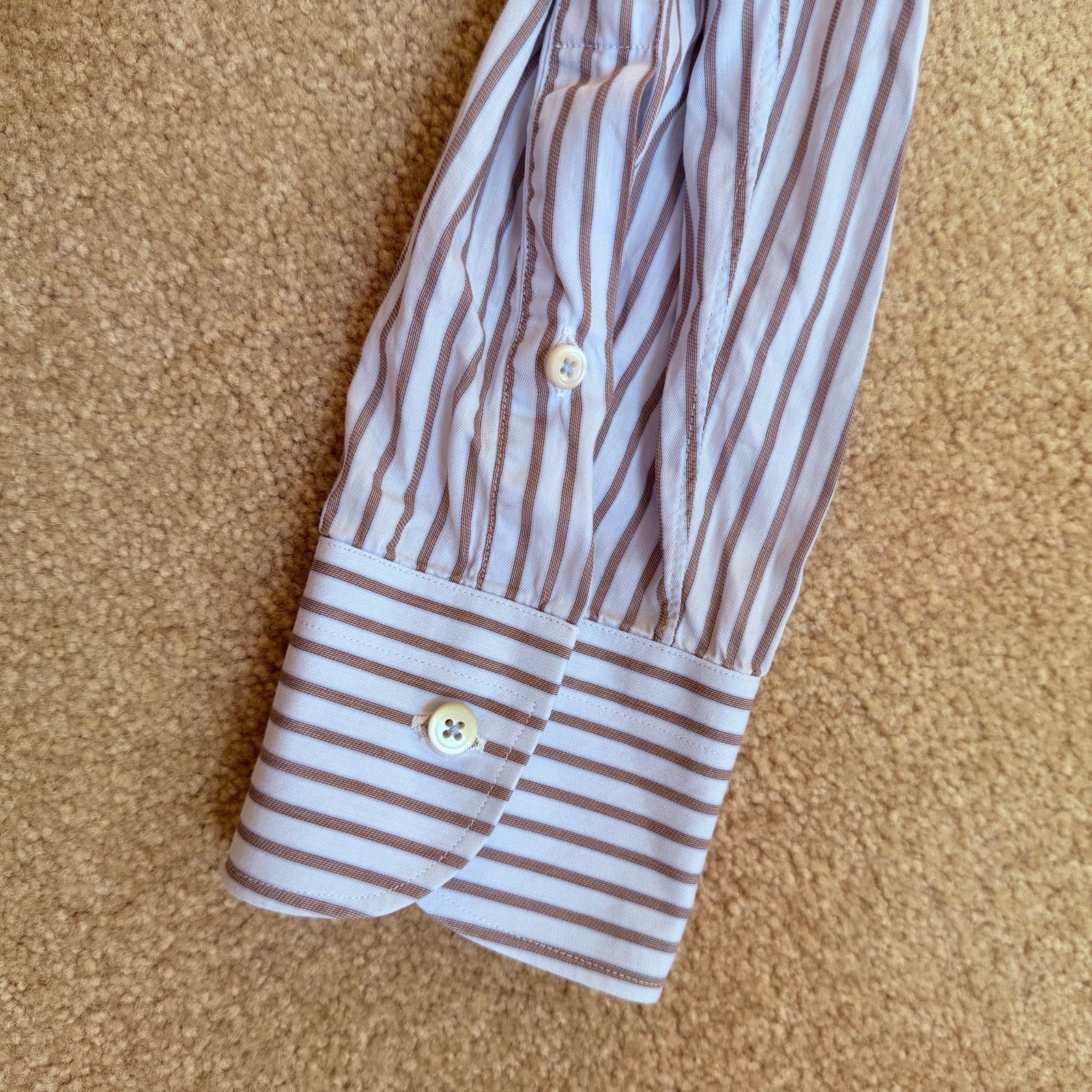 Ermenegildo Zegna Ermenegildo Zegna Striped Cotton Button-Down Shirt Men 18/46 Size US XL / EU 56 / 4 - 4 Thumbnail