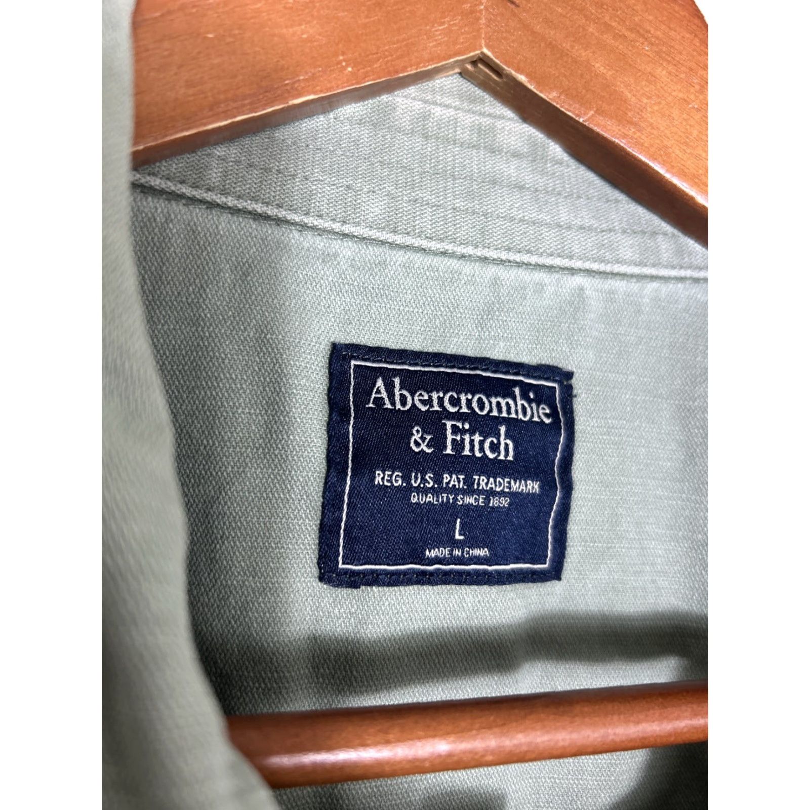 Abercrombie & Fitch Abercrombie & Fitch Mens Large Green Button-Up Cotton Field Jacket Long Sleeve Size US L / EU 52-54 / 3 - 7 Thumbnail