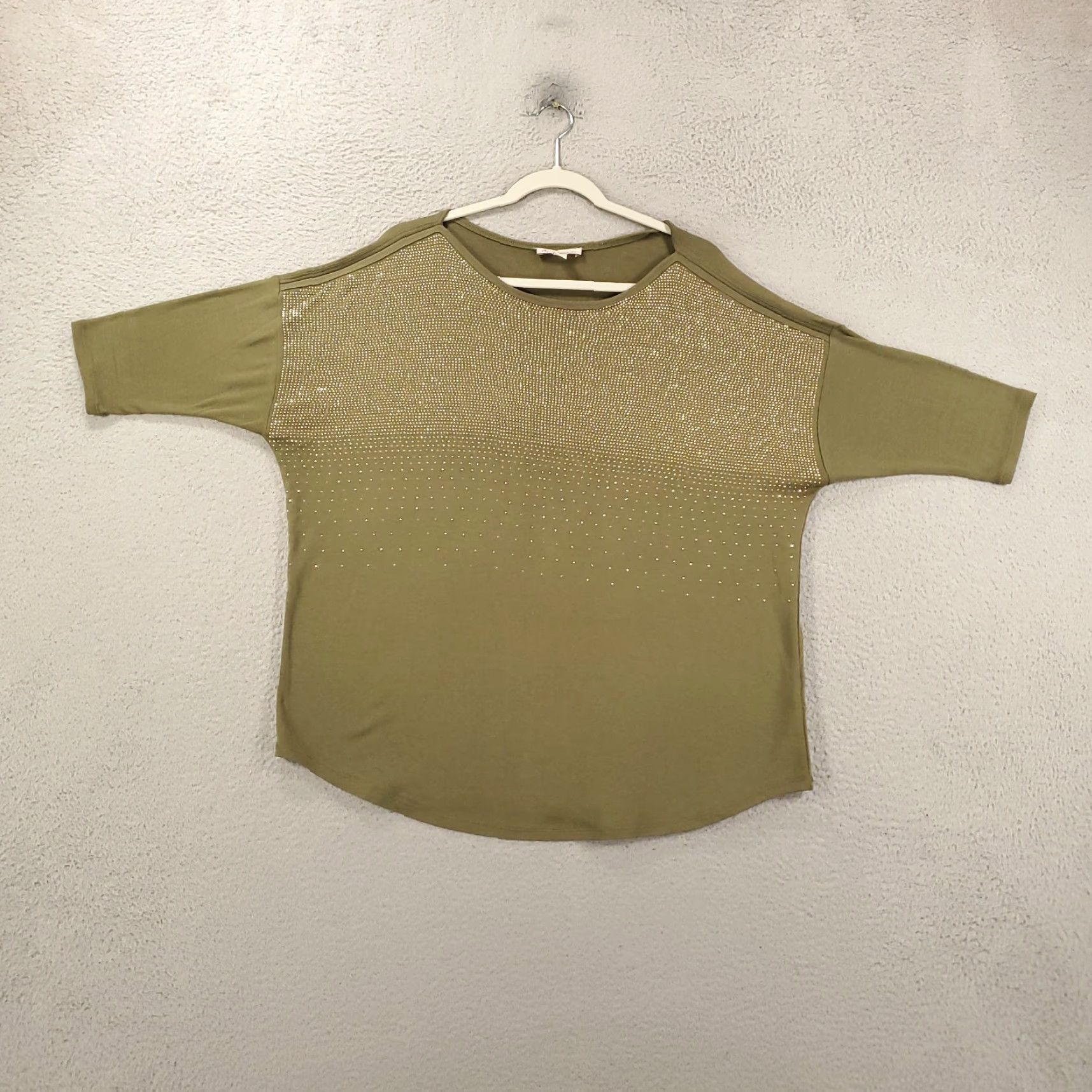 Vintage VINTAGE Established 1962 Green Plus Size Women's Cotton Blend Studded Sparkle Tunic Top 1X Casual Size XL / US 12-14 / IT 48-50 - 2 Thumbnail
