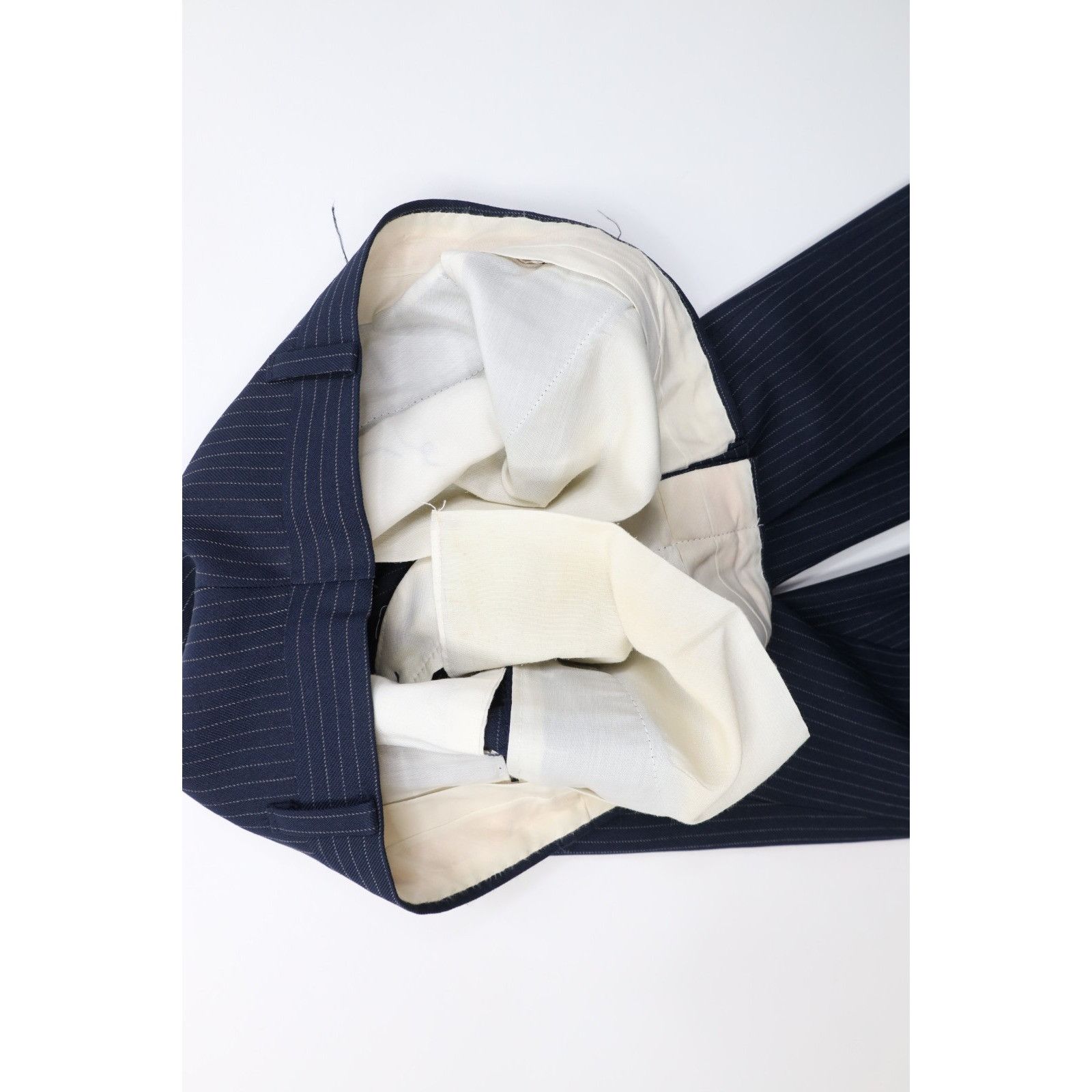 Vintage Vintage 70s 2 Piece Wool Blend Suit Wedding Blue Striped Size 46R - 18 Thumbnail