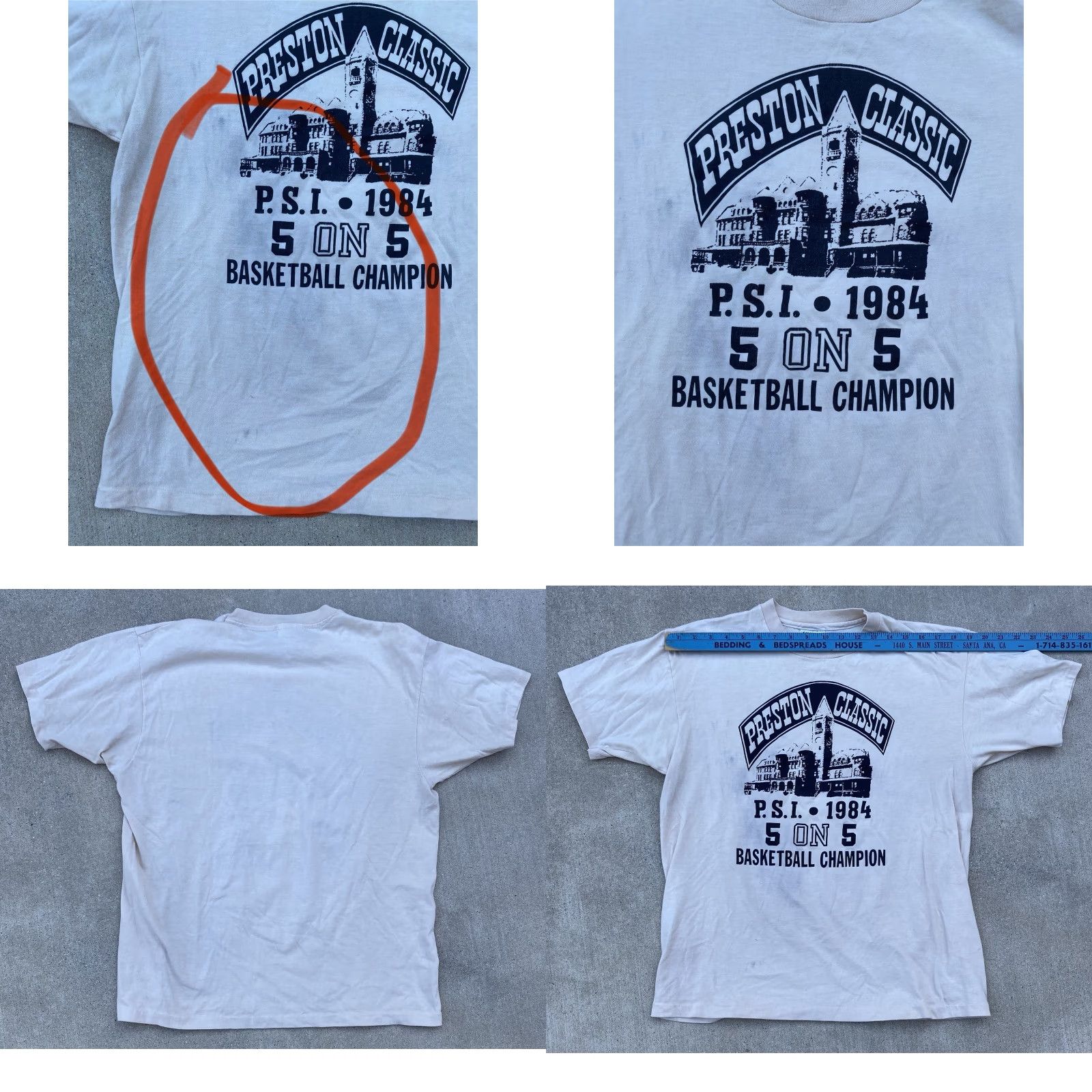 Hanes VINTAGE Hanes Preston Classic PSI 5 On 5 Basketball Champion T Shirt XL Beige 80s 1980s Mens Tee Size US XL / EU 56 / 4 - 10 Thumbnail