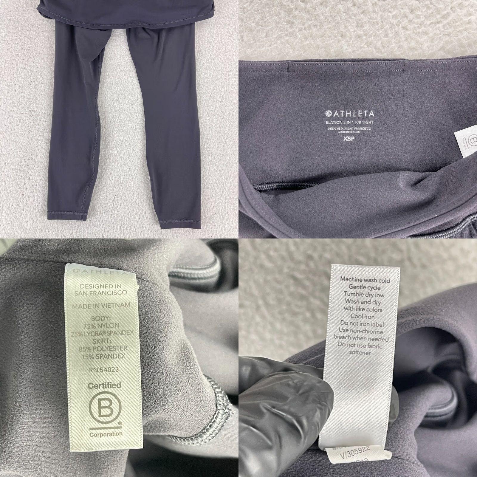 Athleta Athleta Leggings Womens XS Petite Purple Elation 2 in 1 7/8 Pant Skirt Gym Size 26" / US 2 / IT 38 - 9 Thumbnail