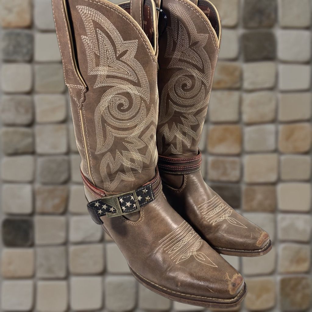 Durango VINTAGE Durango Crush Boots Western Style Women US Flag Brown Leather 9 M Snip Toe DRD0208 Size US 9 / IT 39 - 1 Thumbnail