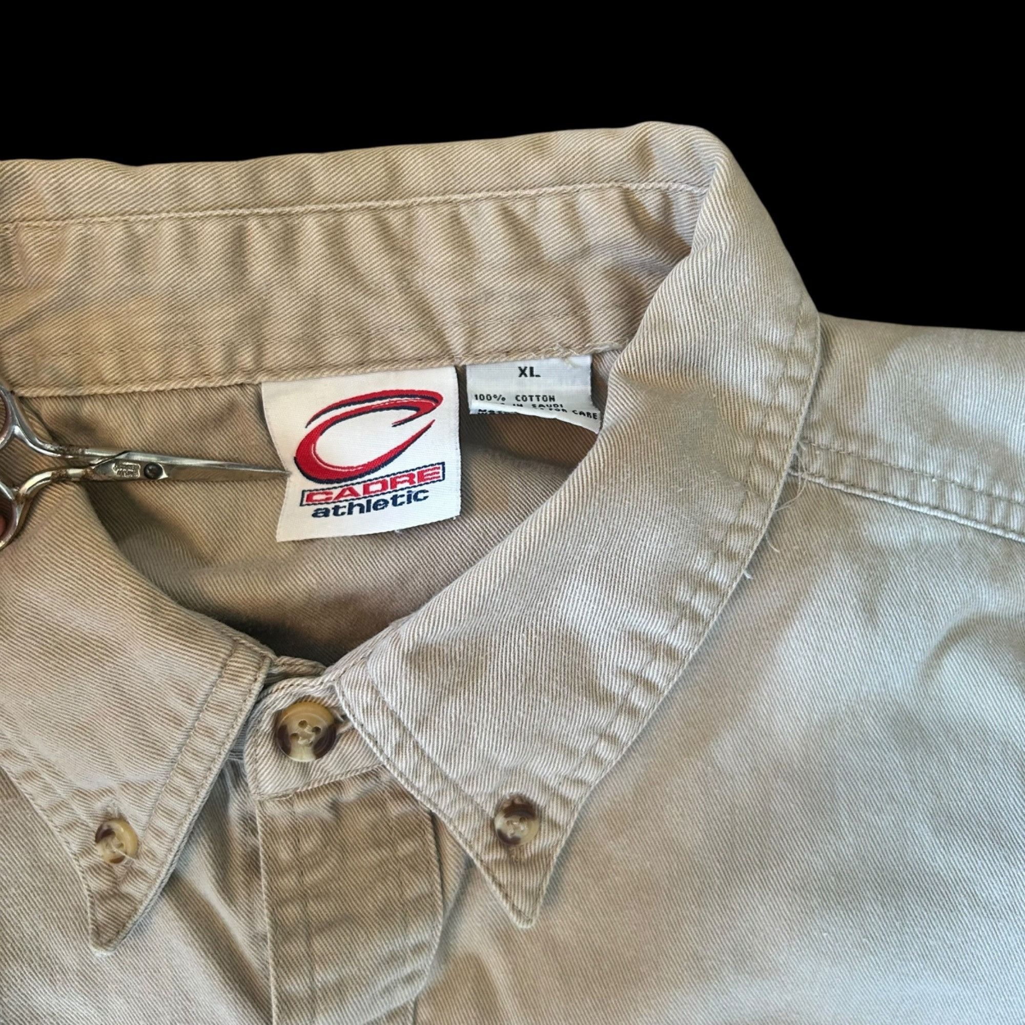 Vintage Vintage Khaki Denim Embroidered Notre Dame Button Down Shirt Size US XL / EU 56 / 4 - 2 Thumbnail