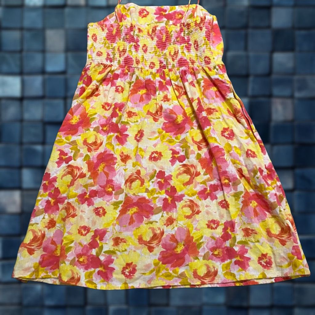 Old Navy NWT Old Navy Womens Dress Multicolor Floral Sleeveless Fit & Flare Short Linen Rayon Beach Spring Summer Womens (Size L) Size L / US 10 / IT 46 - 1 Thumbnail