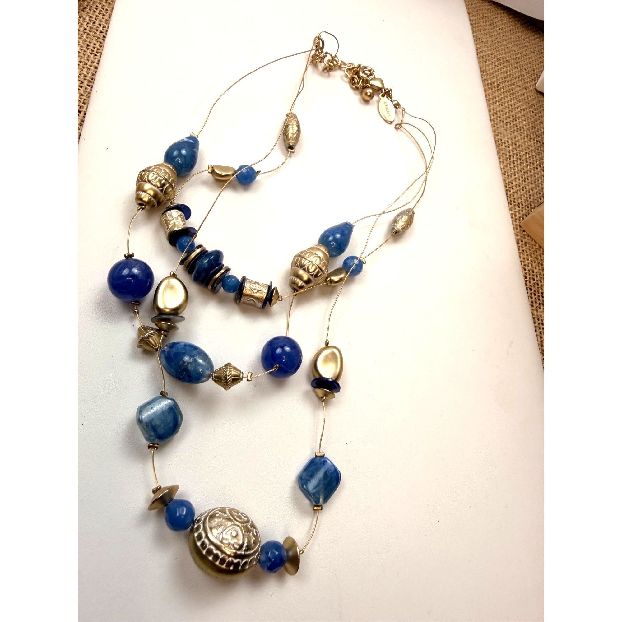 Chicos Chicos Gold & Blue Beaded Multi-Strand Necklace With Adjusta Size ONE SIZE - 4 Thumbnail