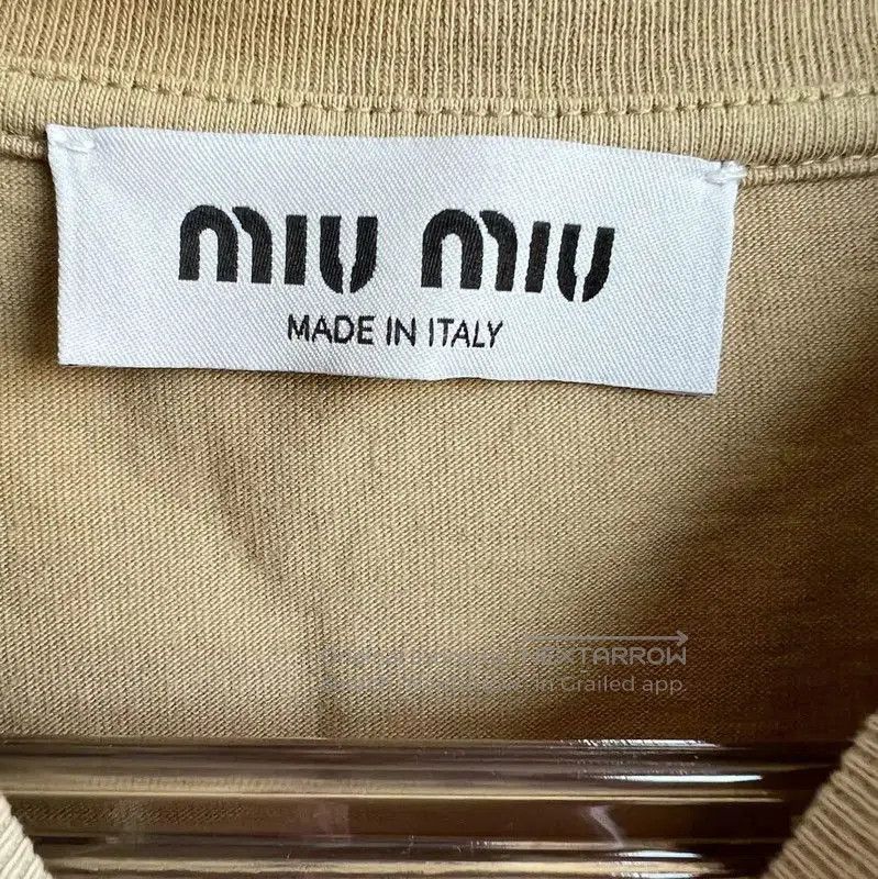 Miu Miu Miu Miu Khaki Cotton Women's T-Shirt XS . Size XS / US 0-2 / IT 36-38 - 3 Thumbnail