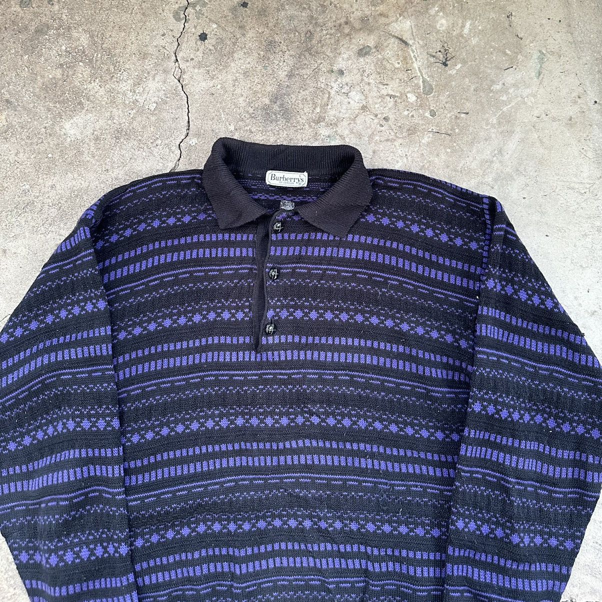 Burberry Vintage Burberrys 90s Lambswool Checkered Grey Sweater Size US XL / EU 56 / 4 - 4 Thumbnail