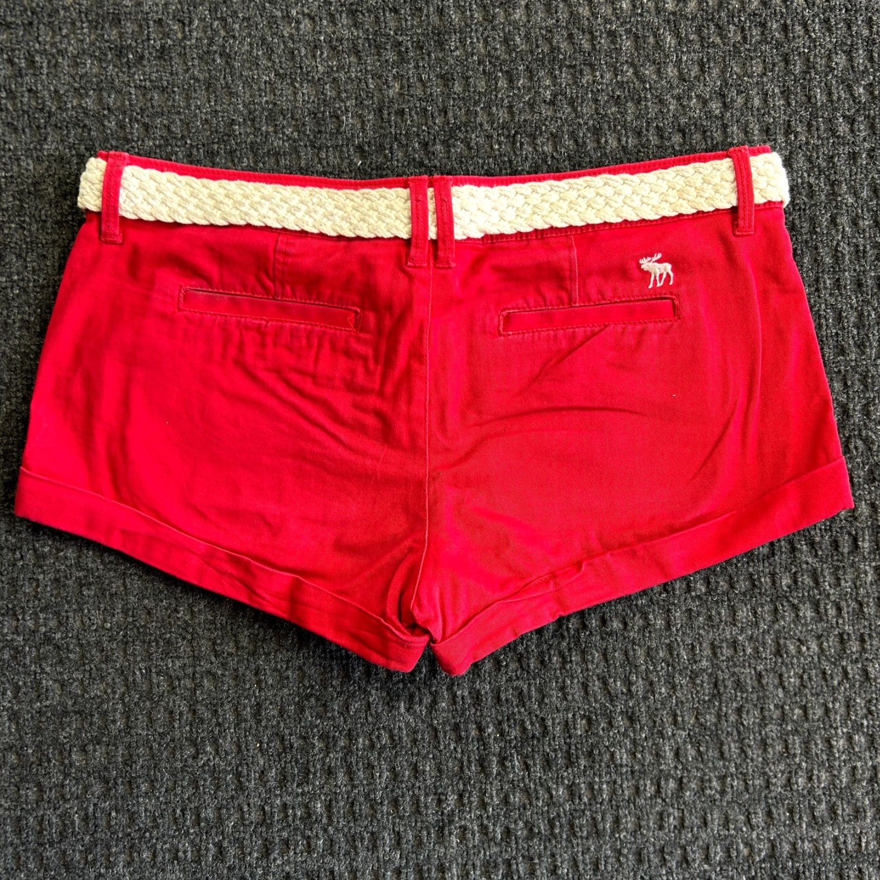 Abercrombie & Fitch VINTAGE Abercrombie & Fitch Womens Chino Shorts Red Belted Cuffed 8 29 90s Y2K Boots? Size 30" / US 8 / IT 44 - 4 Thumbnail