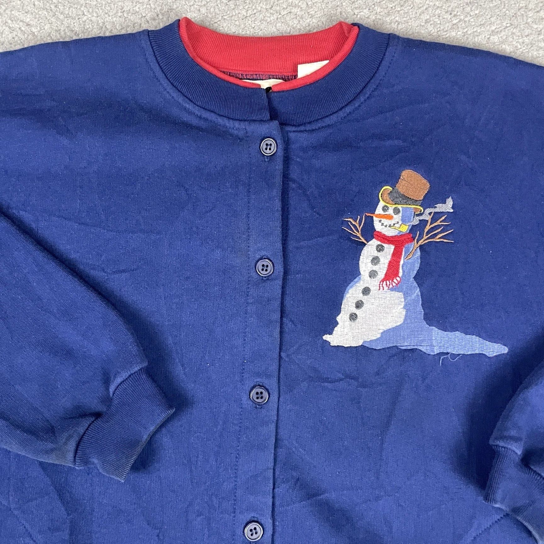 Vintage VINTAGE Winona Christmas Sweatshirt Mens M Blue Crew Neck Long Sleeve Snowman Embroidered Cotton Polyester Fleece USA Made USA Made Size US M / EU 48-50 / 2 - 2 Thumbnail